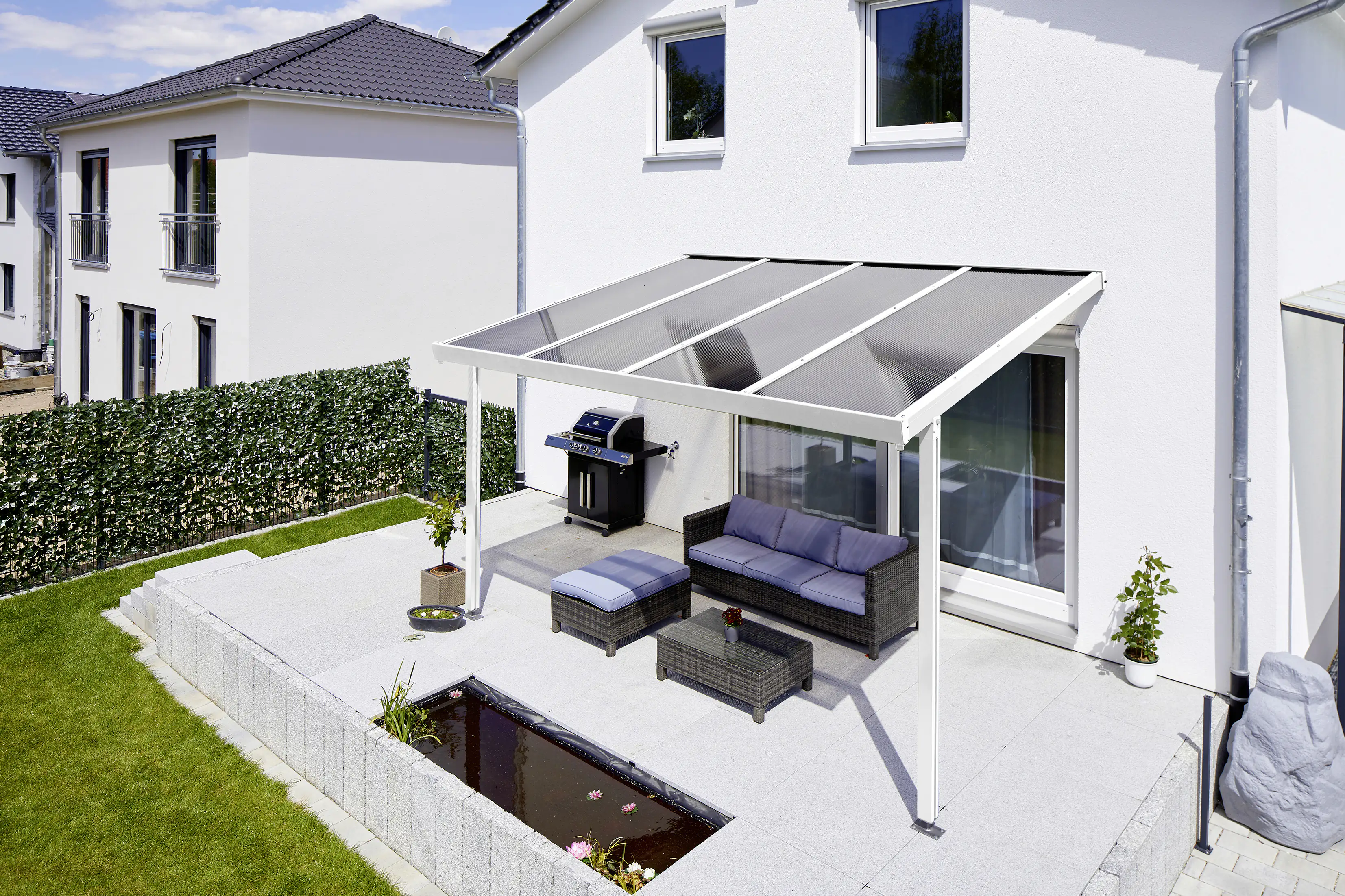 Gutta Premium Terrassendach 410,2 x 406 cm weiß PC bronce 16 mm