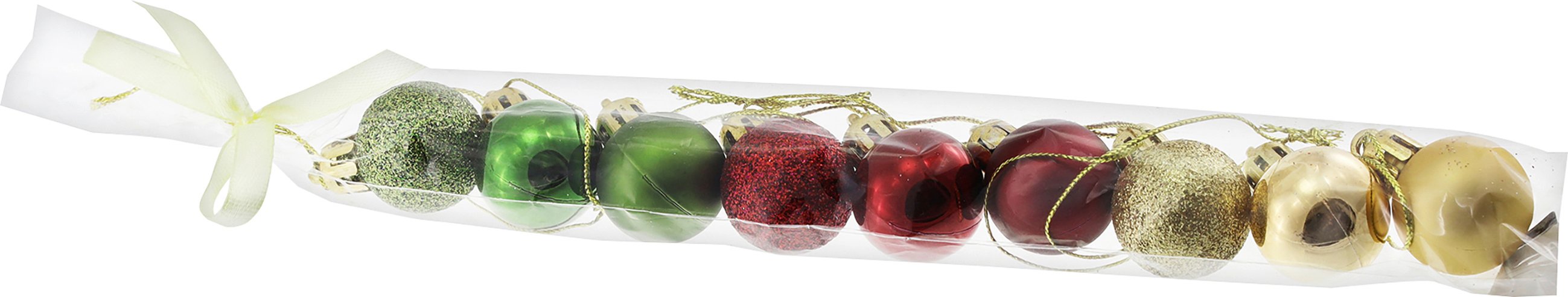 Weihnachtskugeln aus Kunststoff Ø 2 cm grün-gold-bordeaux 9 Stück