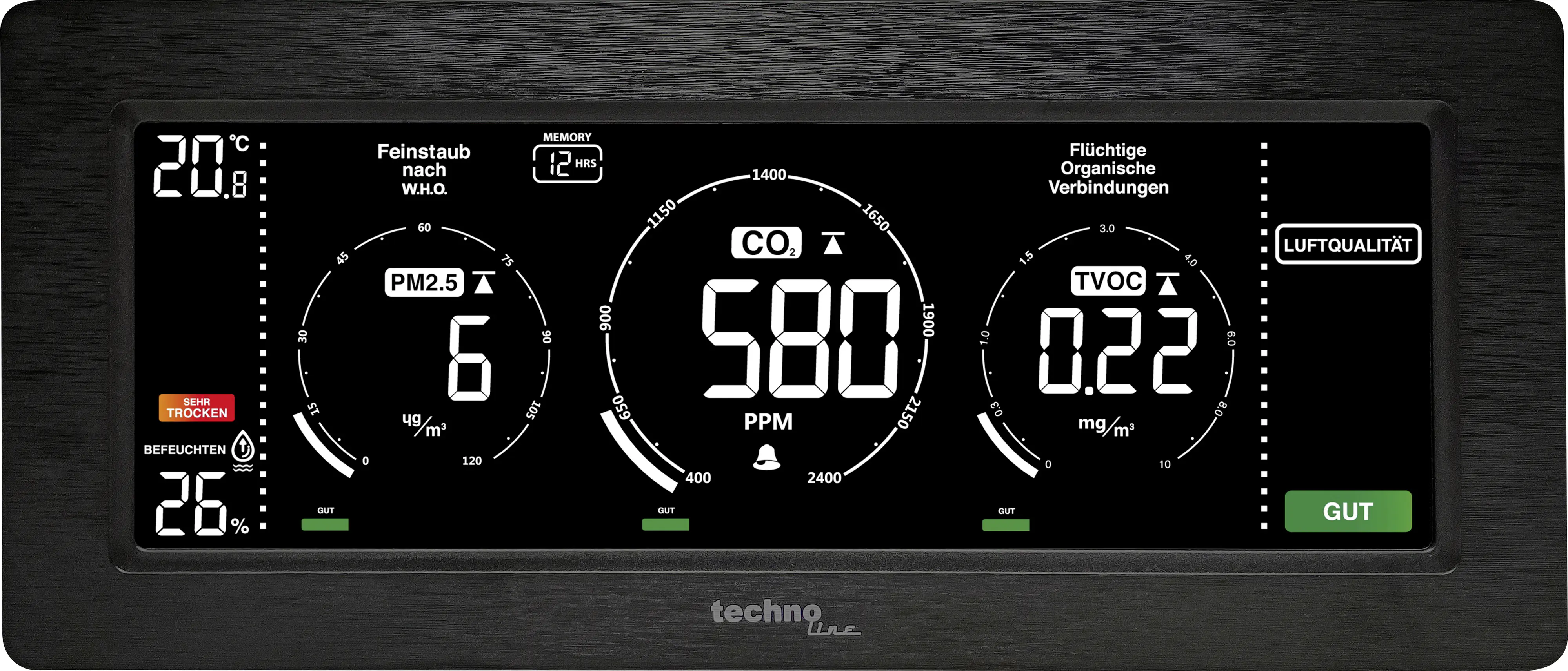 Technoline Luftgüte Monitor WL 1035 schwarz