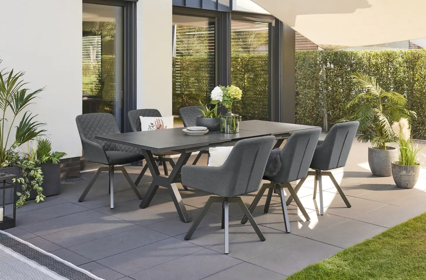 Primaster Lounge Möbelset Miramar 5-teilig anthrazit mit wetterfestem Bezug