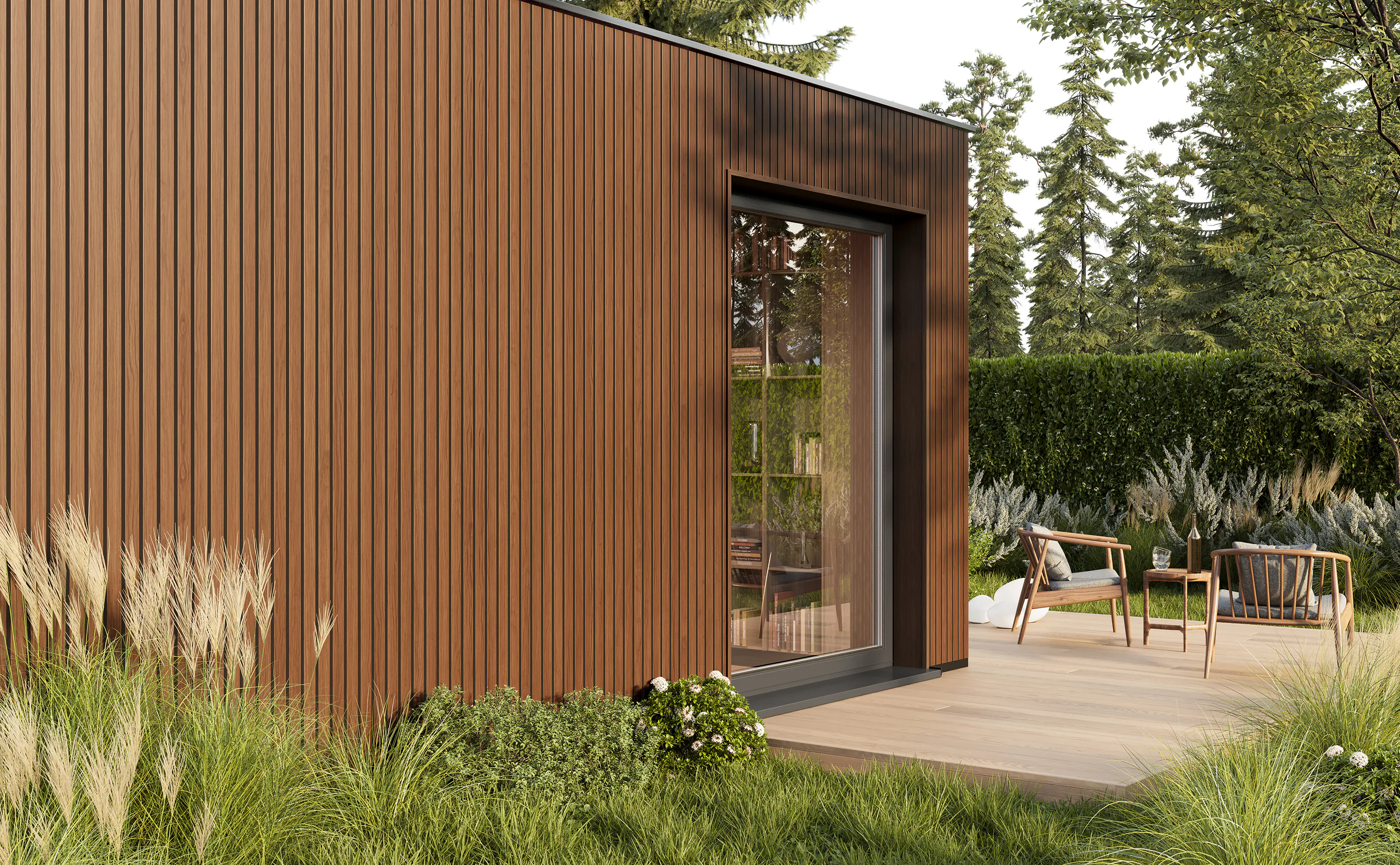 Fassadenverkleidung PVC 295 x 28,3 cm walnuss/schwarz