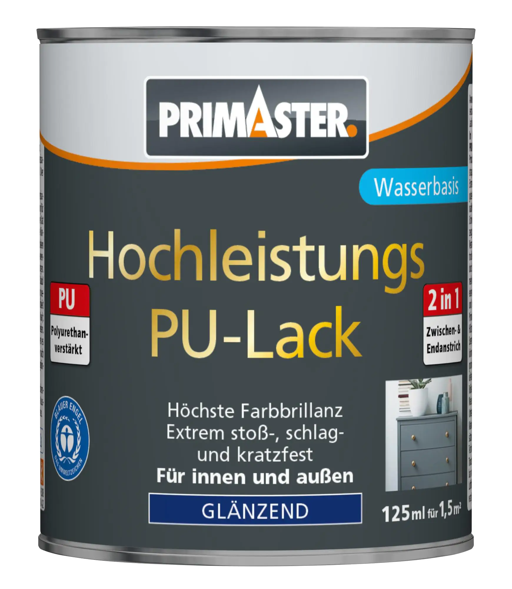 Primaster PU-Lack RAL 9005 125 ml tiefschwarz glänzend