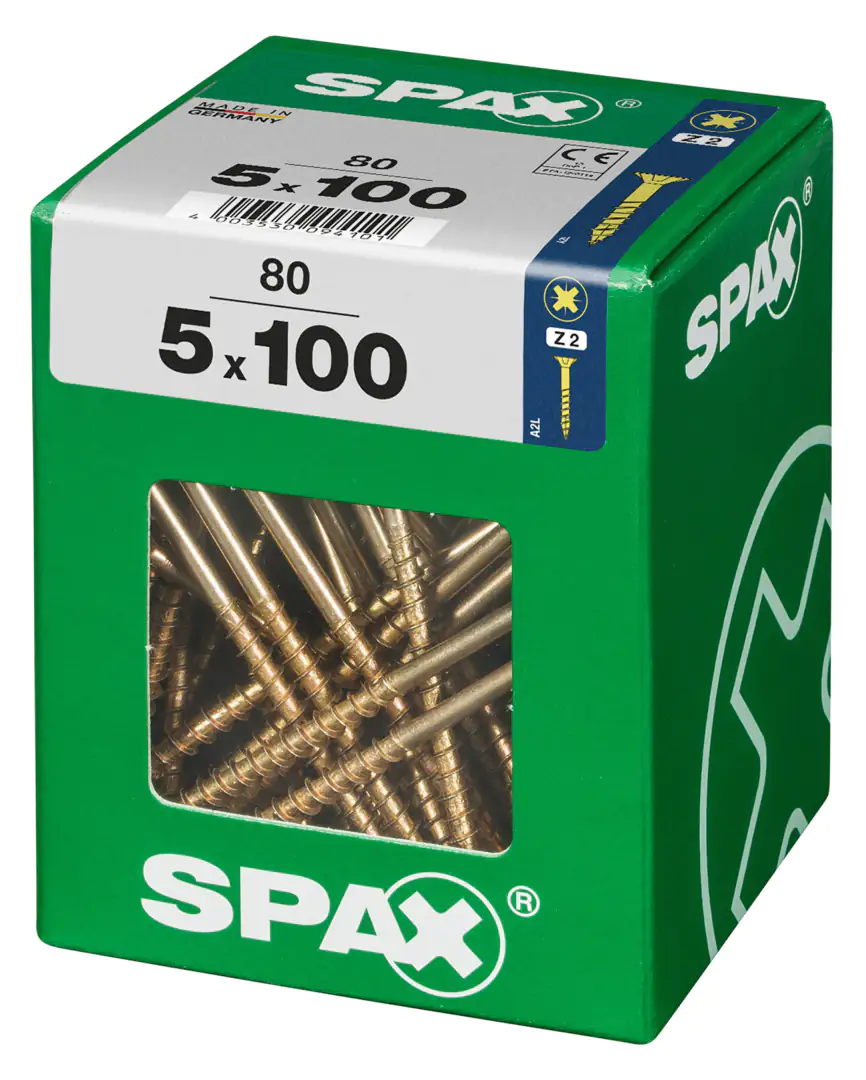 Spax Universalschrauben 5.0 x 100 mm PZ 2 - 80 Stk.