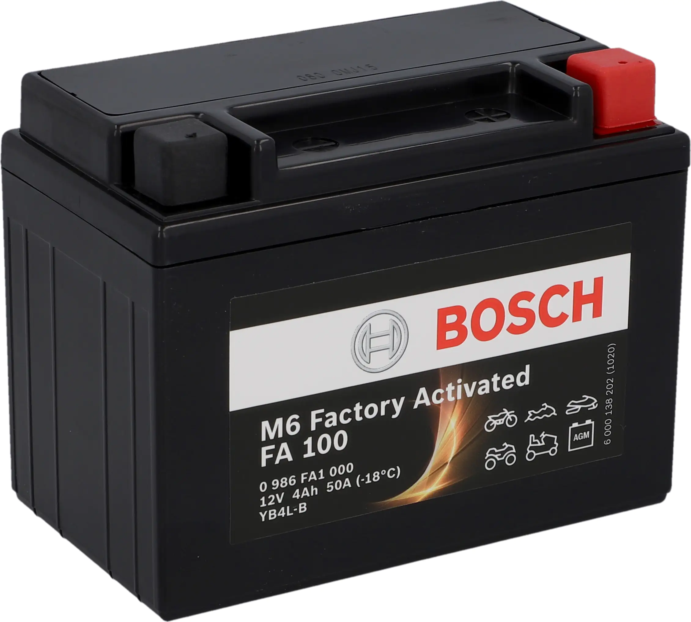 4047026512687 Bosch AGM-Motorradbatterie M6 FA100 4Ah 50A