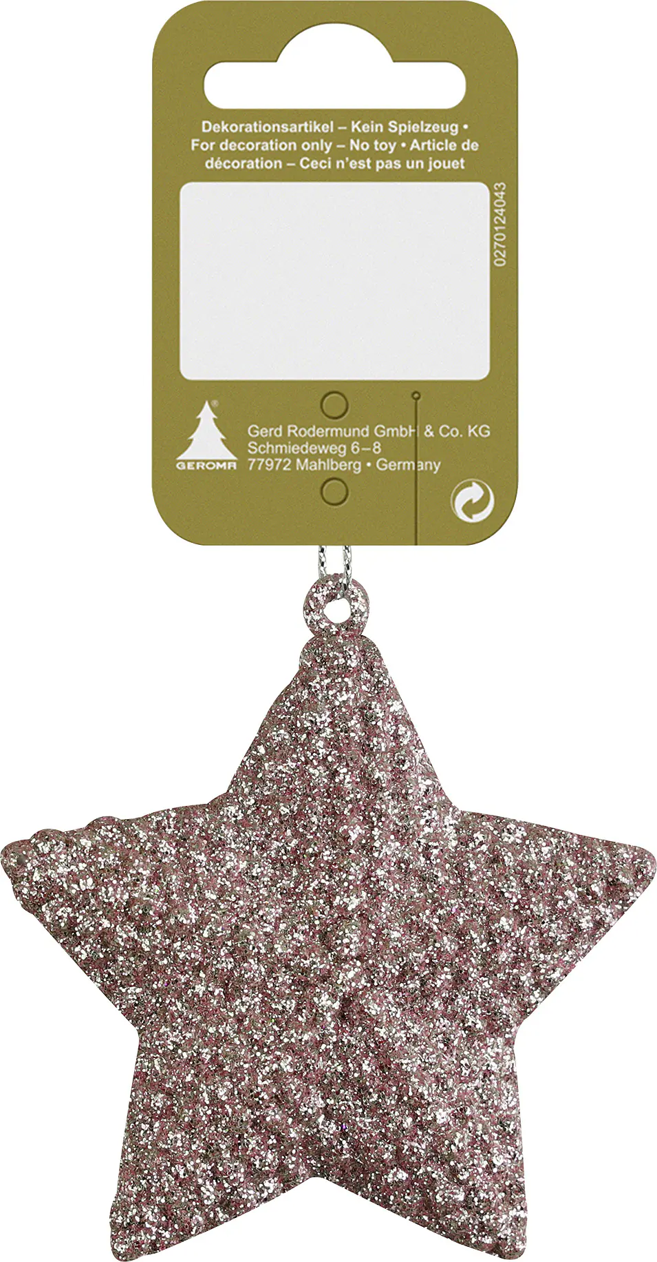 Weihnachtskugel Stern Glitzer aus Kunststoff 8 cm rosa 1 Stück