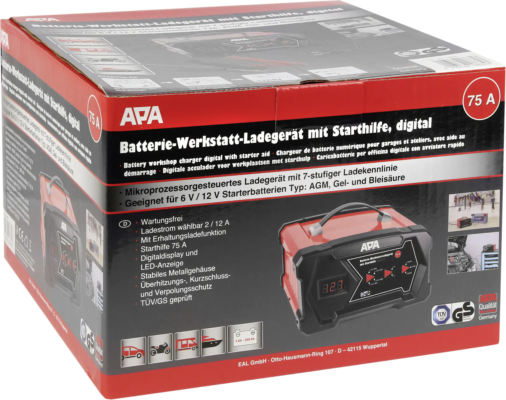 APA Batterie-Werkstatt-Ladegerät digital 6/12V 12A APA Batterie-Werkstatt-Ladegerät digital 6/12V 12A