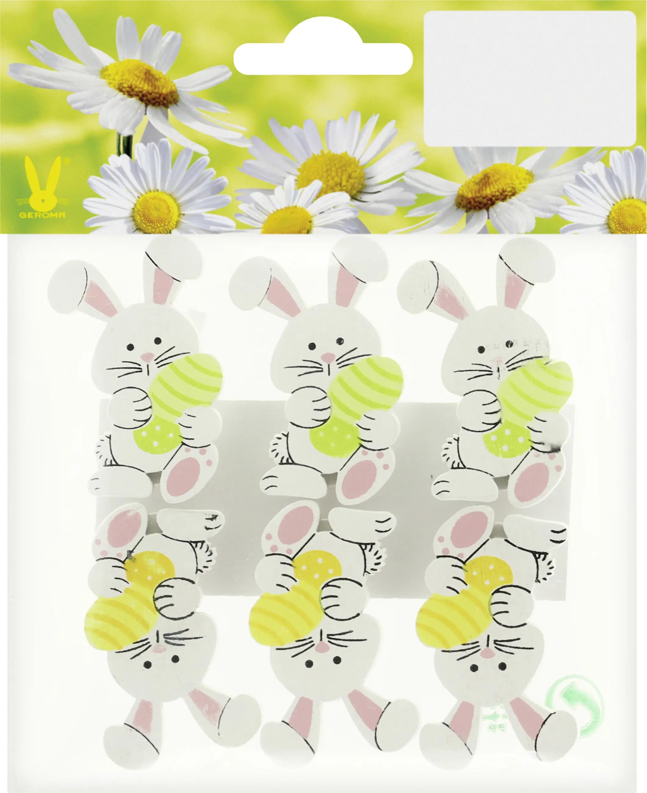 Osterdeko Clips Hase Holz 4,5 cm gelb/grün