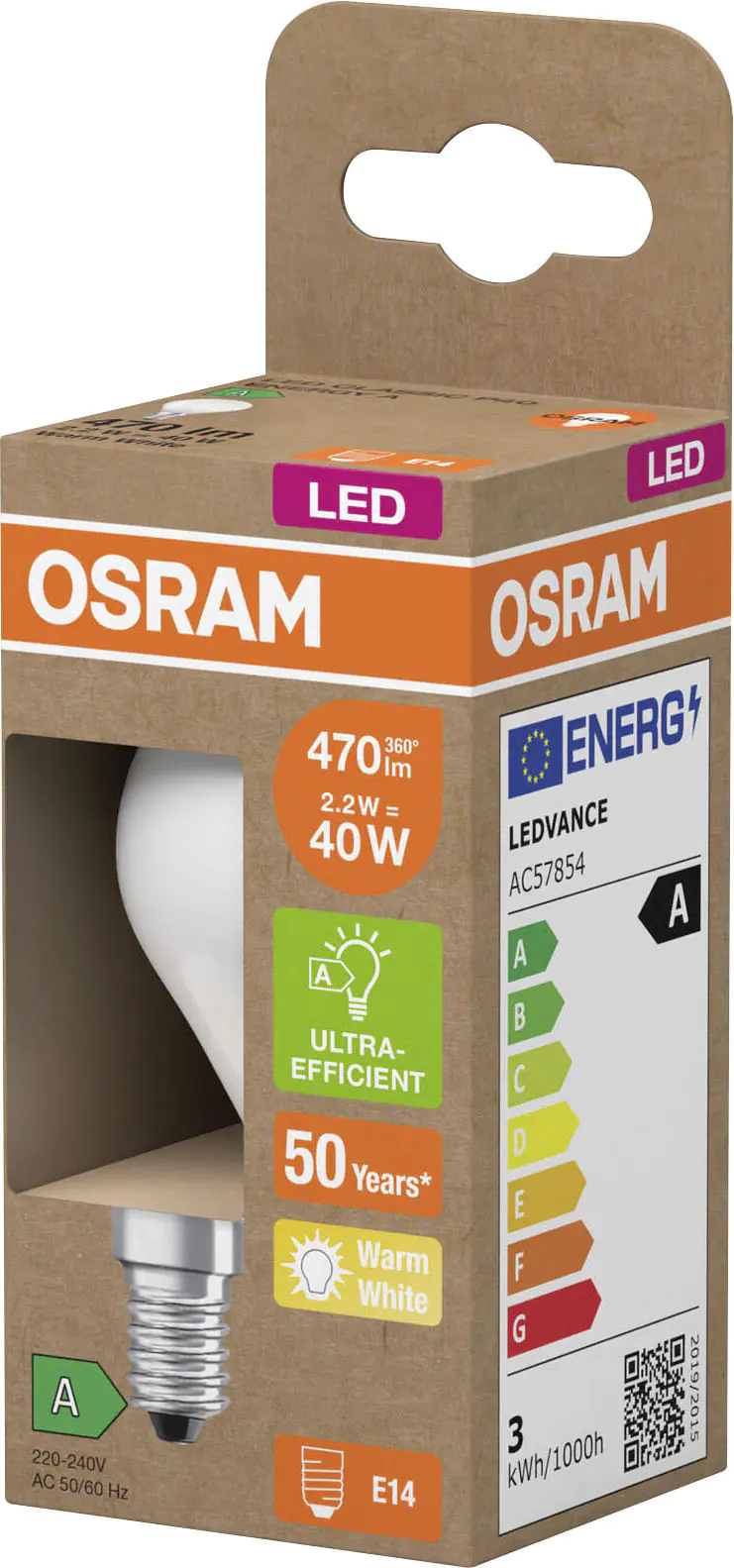 Osram LED Leuchtmittel Classic E14 P40 8 x 4,5 cm warmweiß