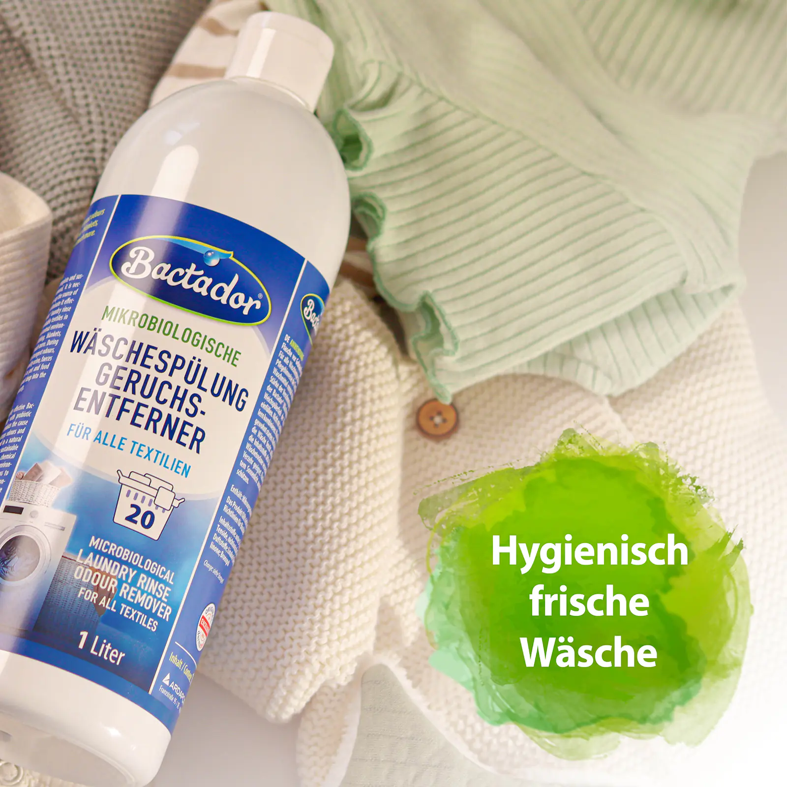Bactador Wäschespülung und Geruchsentferner für alle Textilien 1 L