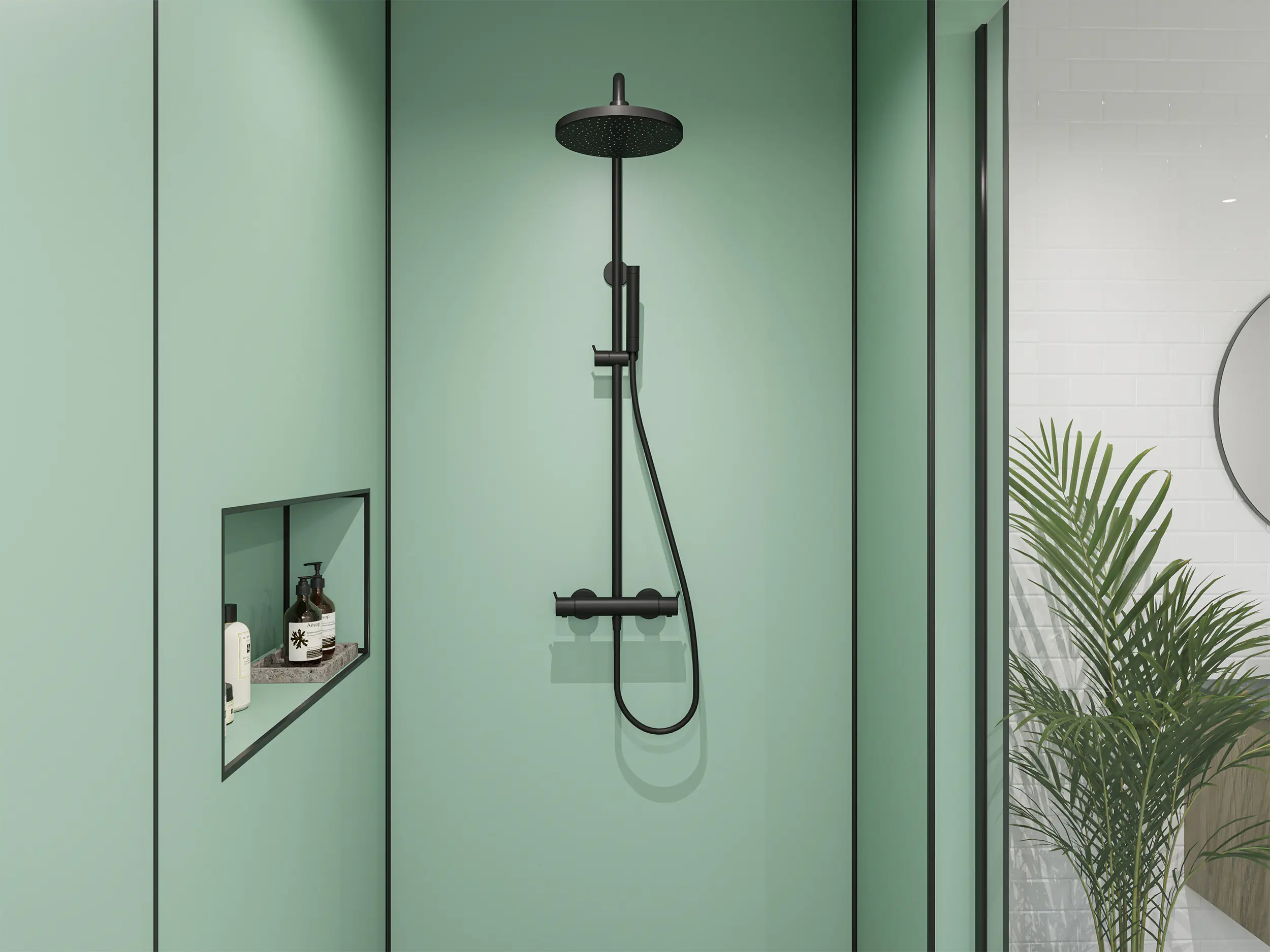 Wetwall Alloy Wandpaneel  Seafoam Green/Battleship Grey 60 x 244 cm