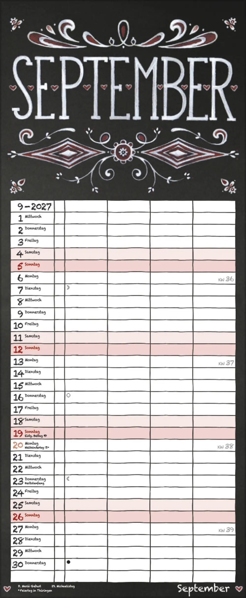Korsch Kalender Timer Tafel 2027