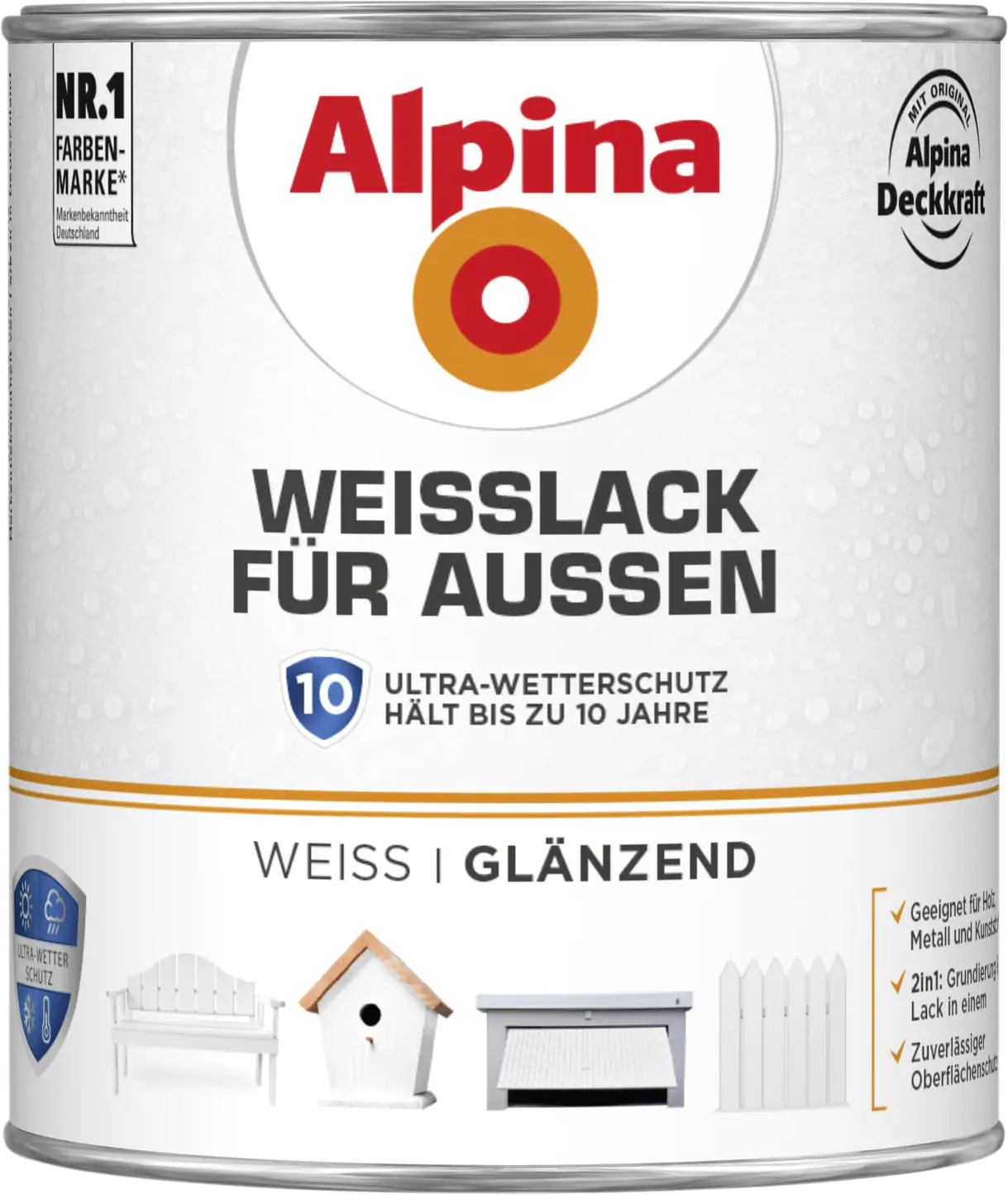 Alpina Weißlack für Außen 750 ml glänzend