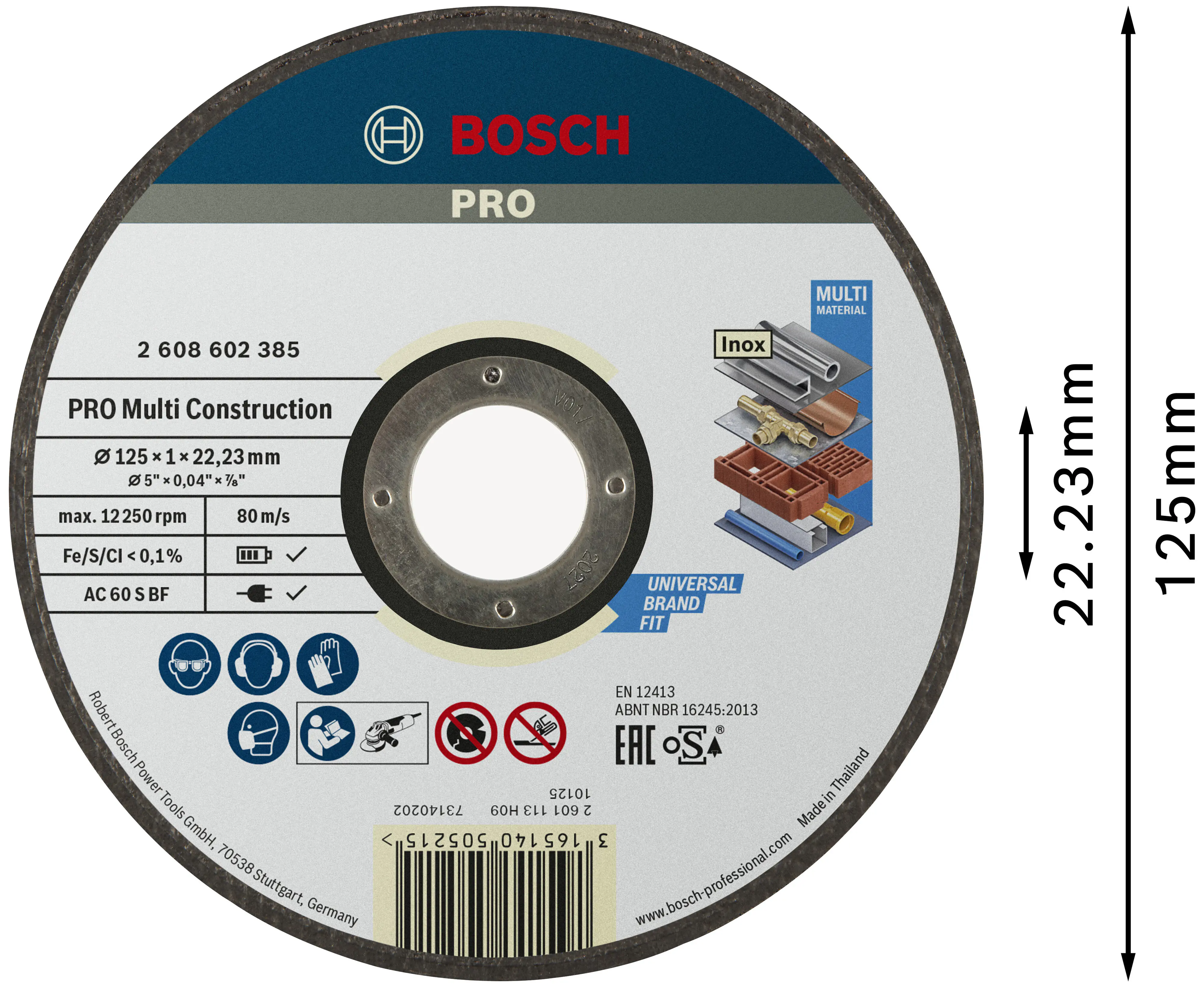 Bosch PRO Multi Material Trennscheibe 125 x 22,23 x 1 mm