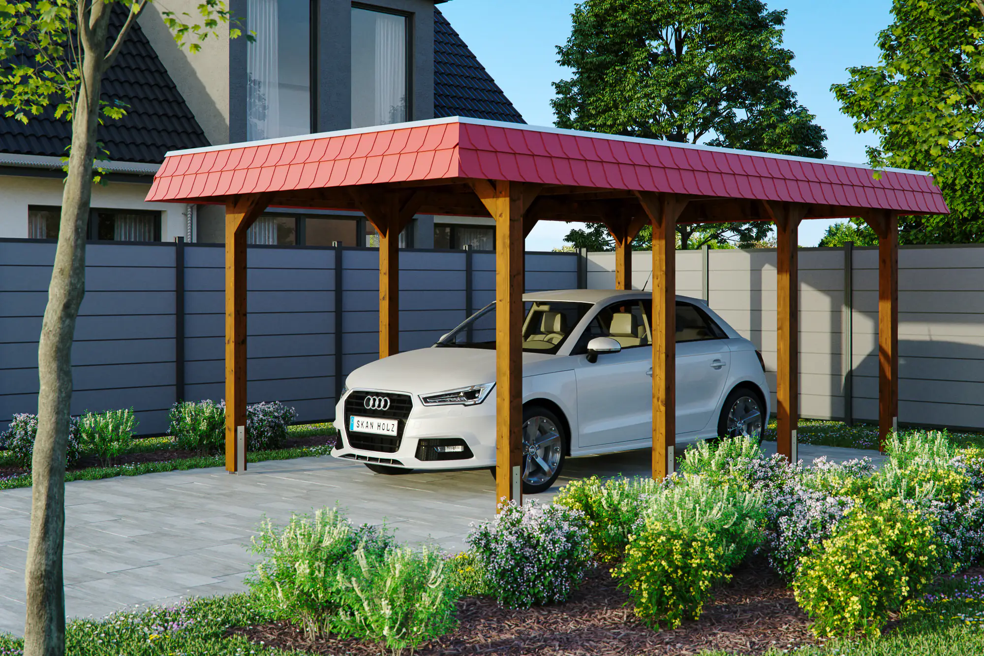 SKAN HOLZ Carport Spreewald 345 x 589 cm mit EPDM-Dach
