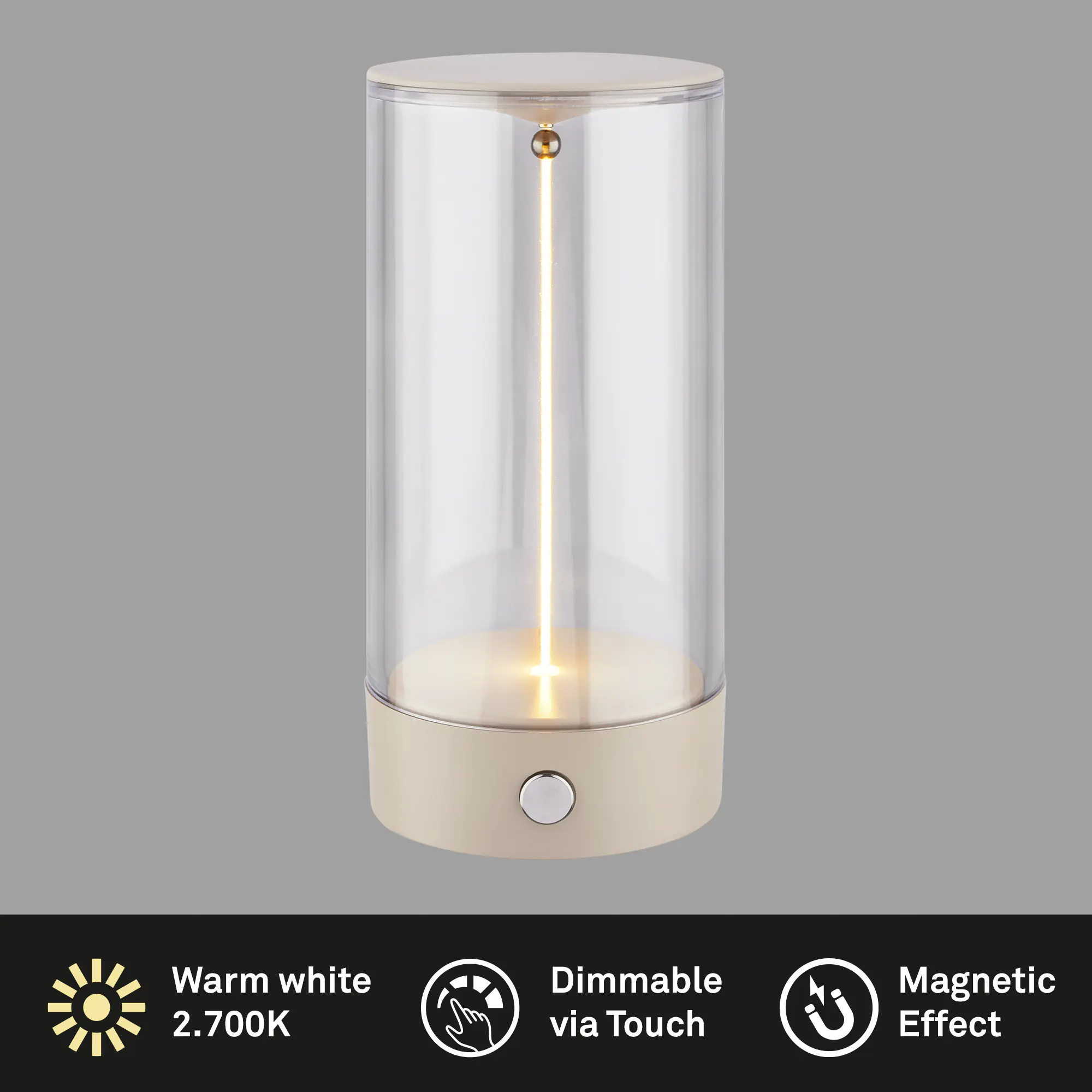Briloner LED Akku-Tischleuchte Wiggle beige 15 cm warmweiß dimmbar Briloner LED Akku-Tischleuchte Wiggle beige 15 cm warmweiß dimmbar