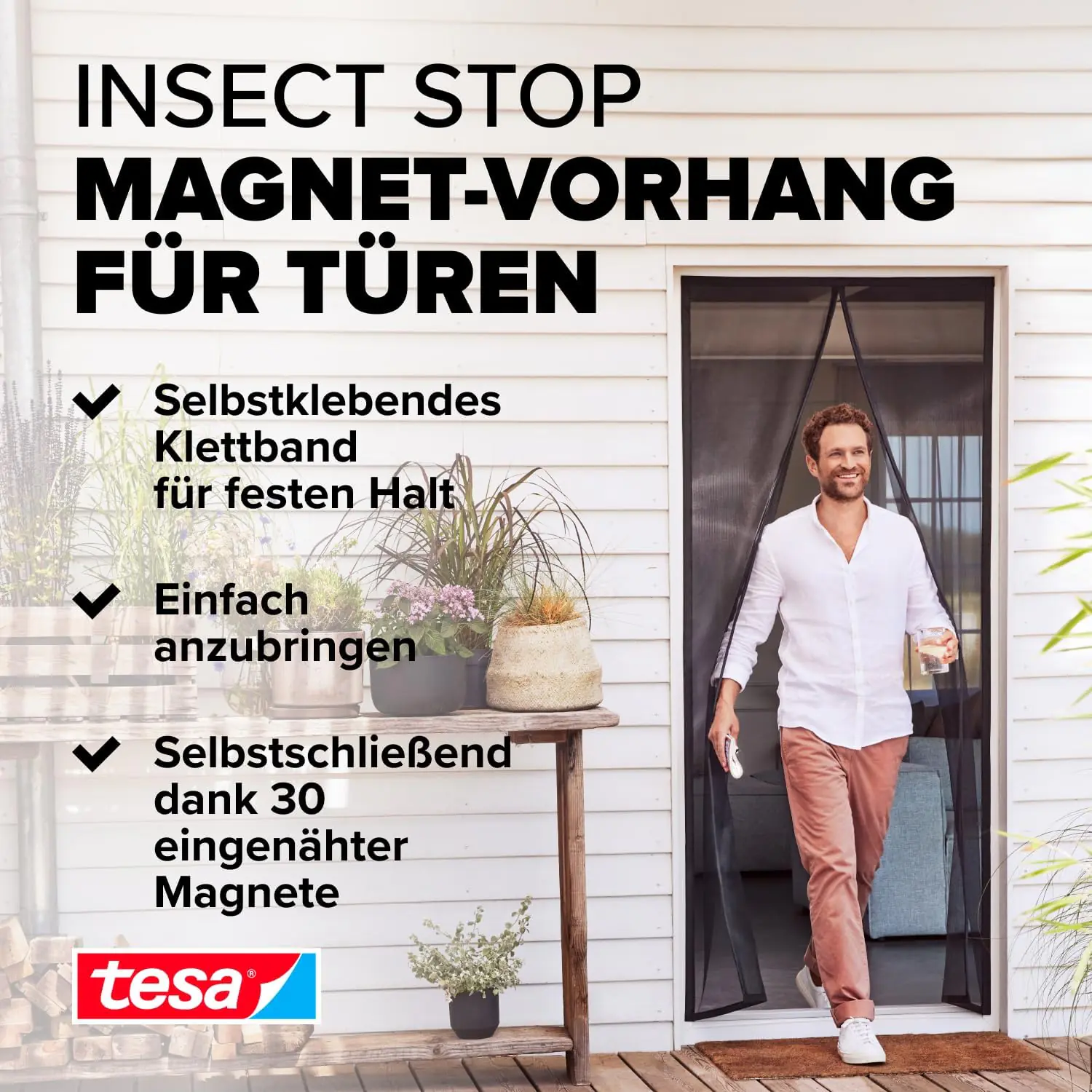 Tesa Magnetvorhang Selbstschließender 120 x 240 cm Anthrazit Tesa Magnetvorhang Selbstschließender 120 x 240 cm Anthrazit