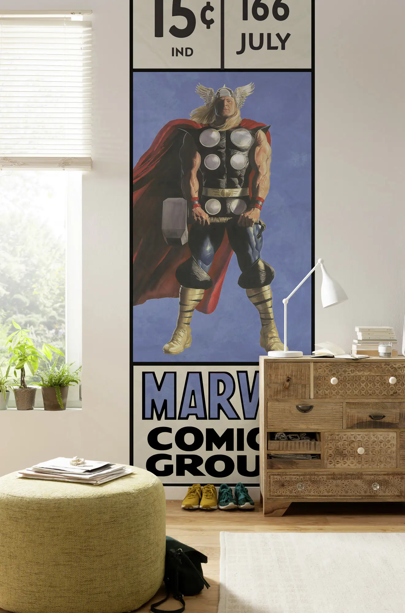 Komar Vlies Fototapete Thor Retro Comic Bo 100 x 280 cm 