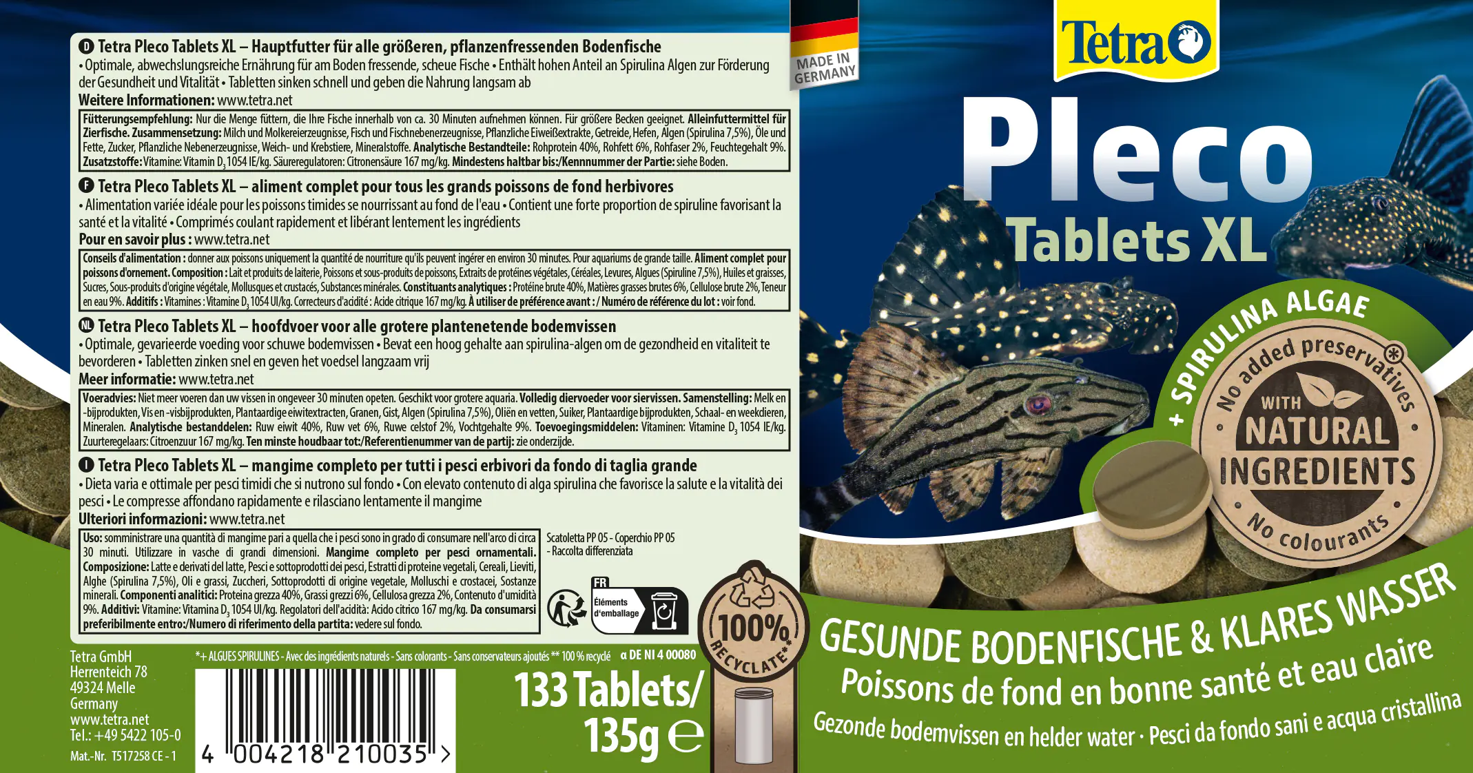 Tetra Pleco Tablets XL 133 133 Tabletten Tetra Pleco Tablets XL 133 133 Tabletten