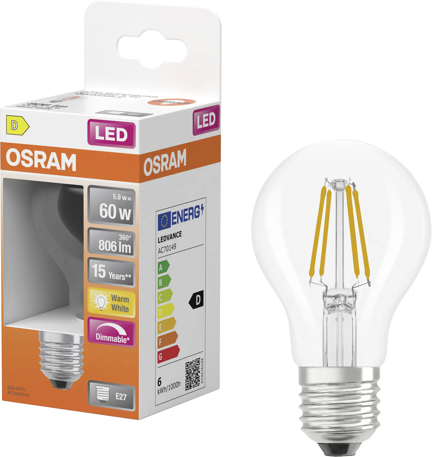 Osram LED Leuchtmittel E27 Superstar Classic 5,9W klar dimmbar warmweiß Osram LED Leuchtmittel E27 Superstar Classic 5,9W klar dimmbar warmweiß