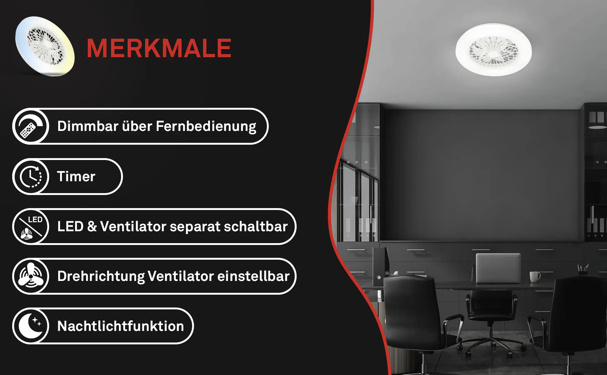 Briloner LED Deckenleuchte mit Ventilator Fanti Ø 48,5 cm 49 W weiß CCT dimmbar