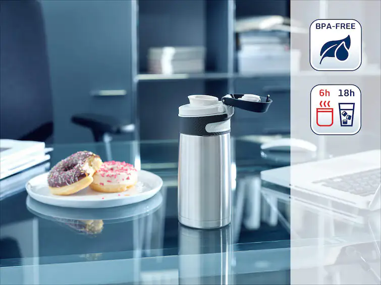 Leifheit Thermobecher Flip 350 ml silber