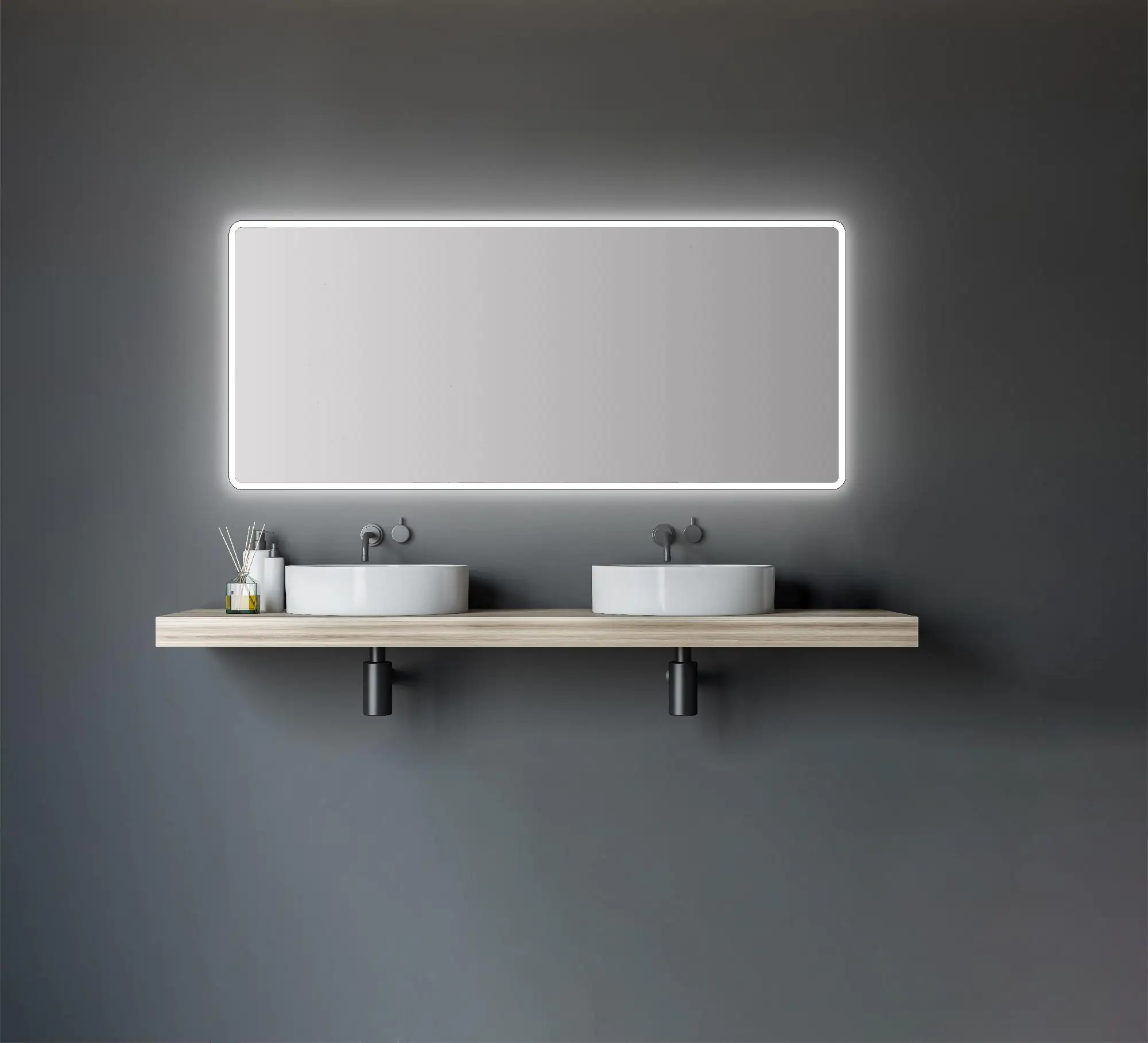 DSK LED Lichtspiegel Silver Luna 160 x 70 cm