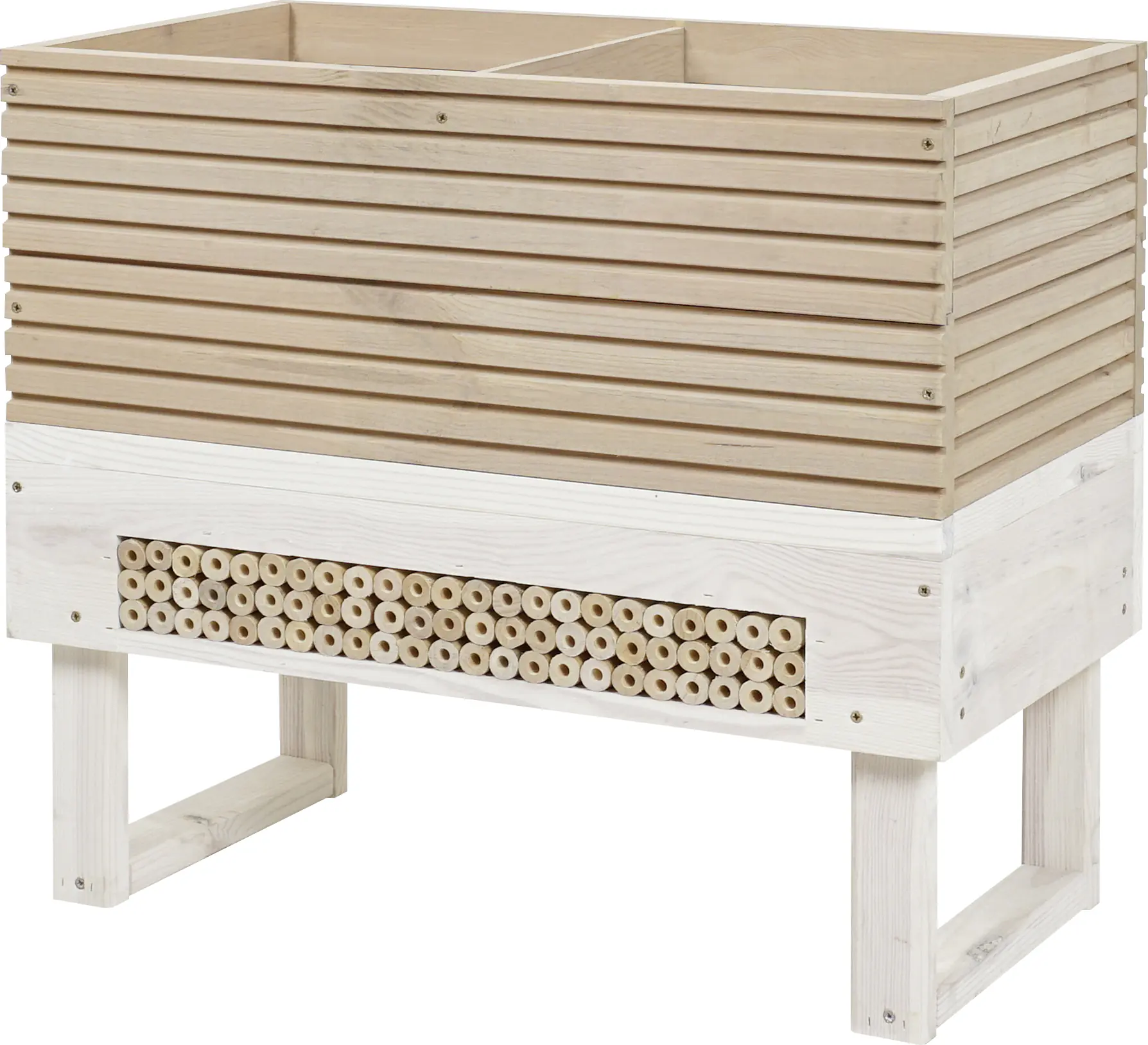 Blumenkasten Kiefernholz mit Insektenfach 61 x 33 x 54 cm