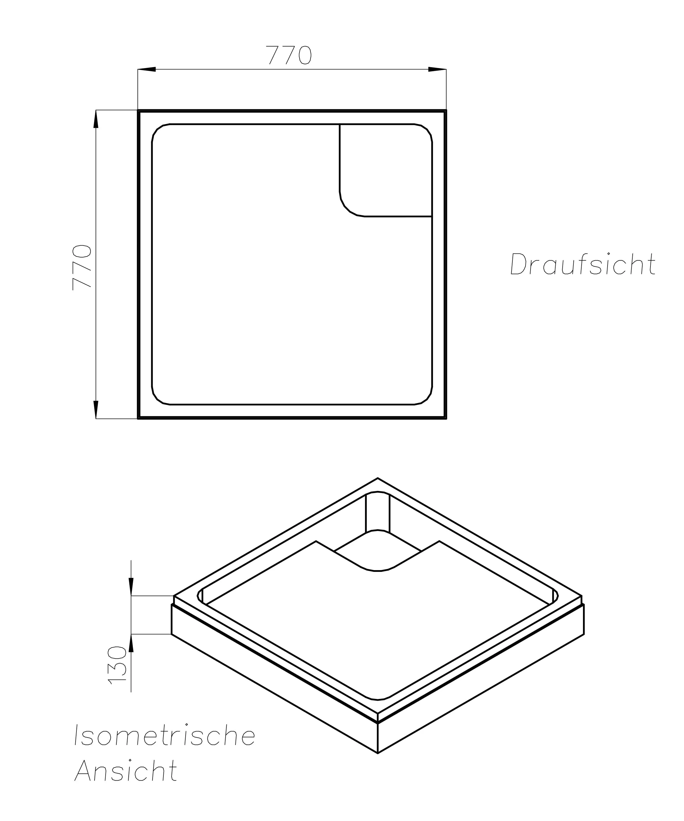 Ottofond Wannenträger Maui Q 770 x 770 mm