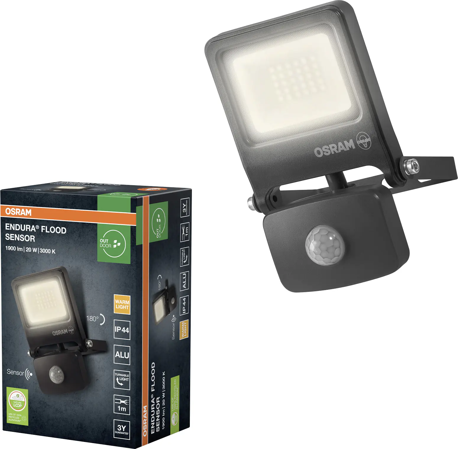 Osram Außenleuchte Endura Flood Bewegungsmelder 20W PCR dunkelgrau warmweiß Osram Außenleuchte Endura Flood Bewegungsmelder 20W PCR dunkelgrau warmweiß
