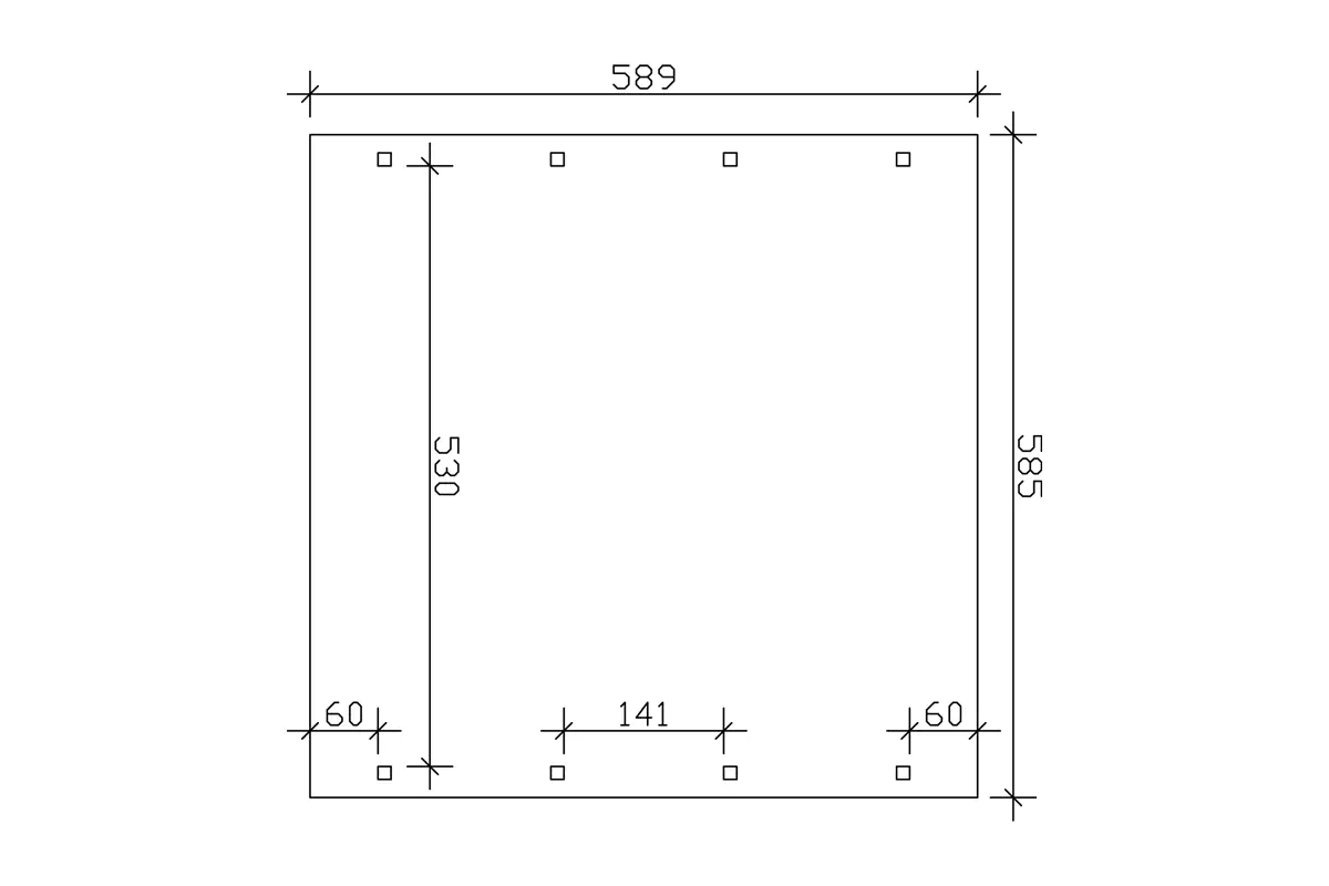 SKAN HOLZ Carport Spreewald 585 x 589 cm mit EPDM-Dach, rote Blende