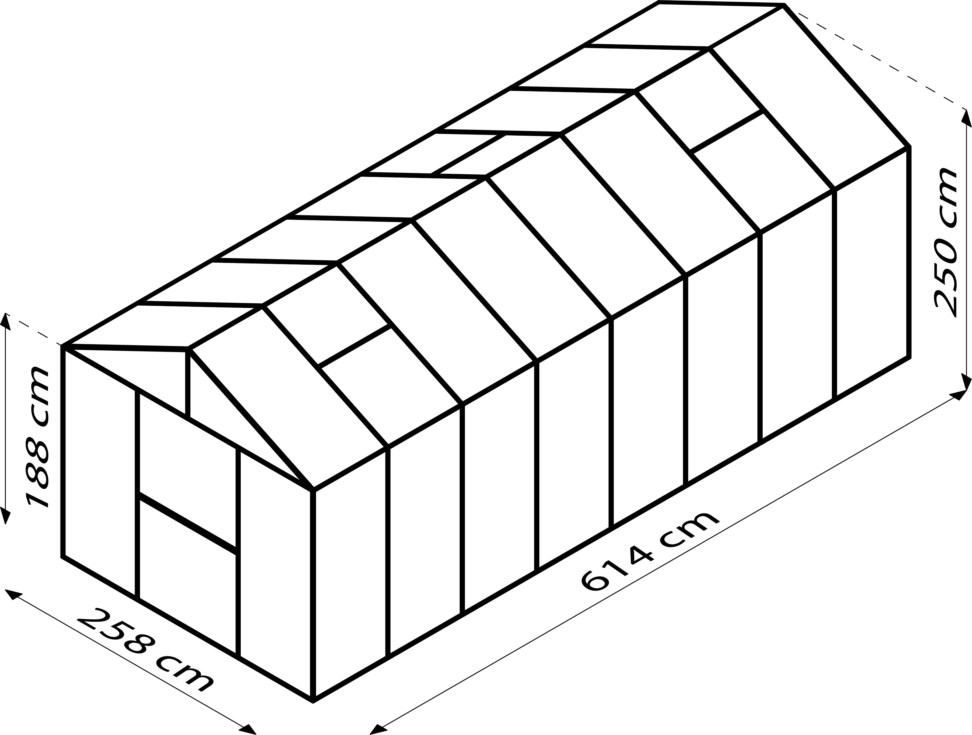 Vitavia Gewächshaus Zeus 15700 266 x 622 cm 10 mm Hohlkammerplatten