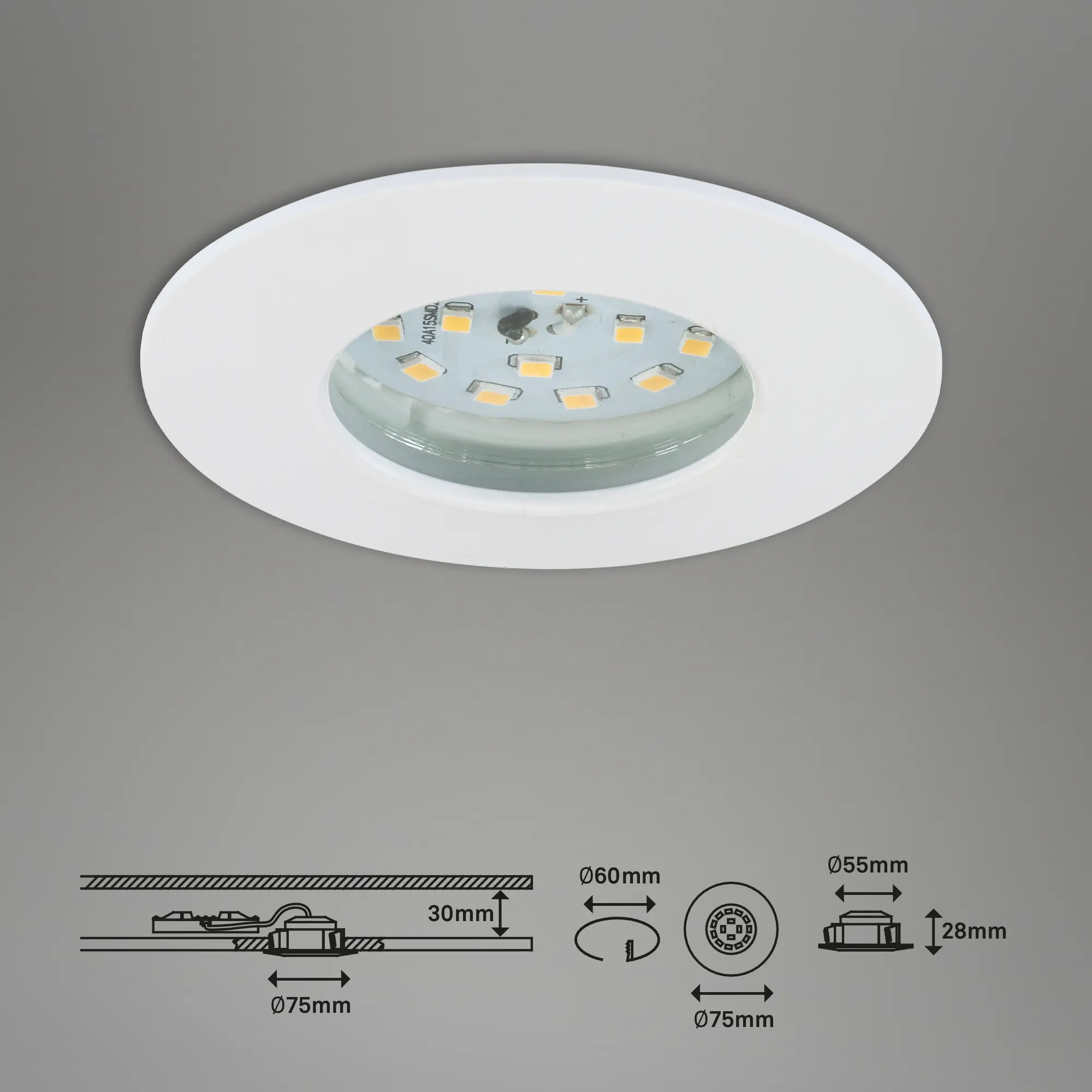 Briloner 3er Set LED Einbauleuchten Attach weiß Ø 7,5 cm Briloner 3er Set LED Einbauleuchten Attach weiß Ø 7,5 cm