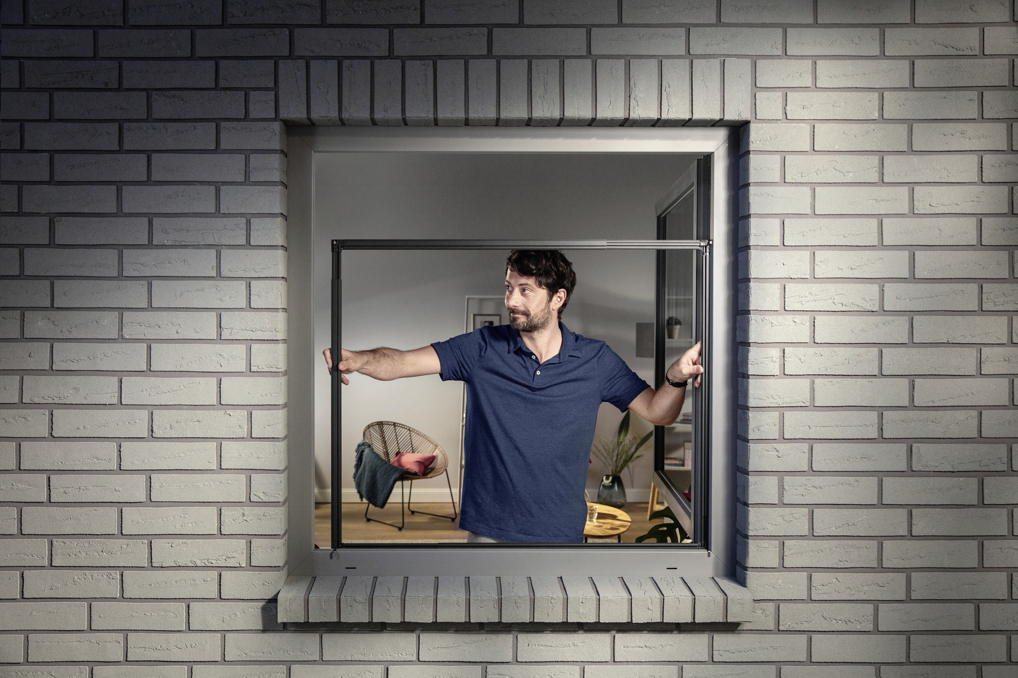 tesa Fliegenschutz-Fenster FALT 80 x 80 - 140 x 140 cm anthrazit/anthrazit