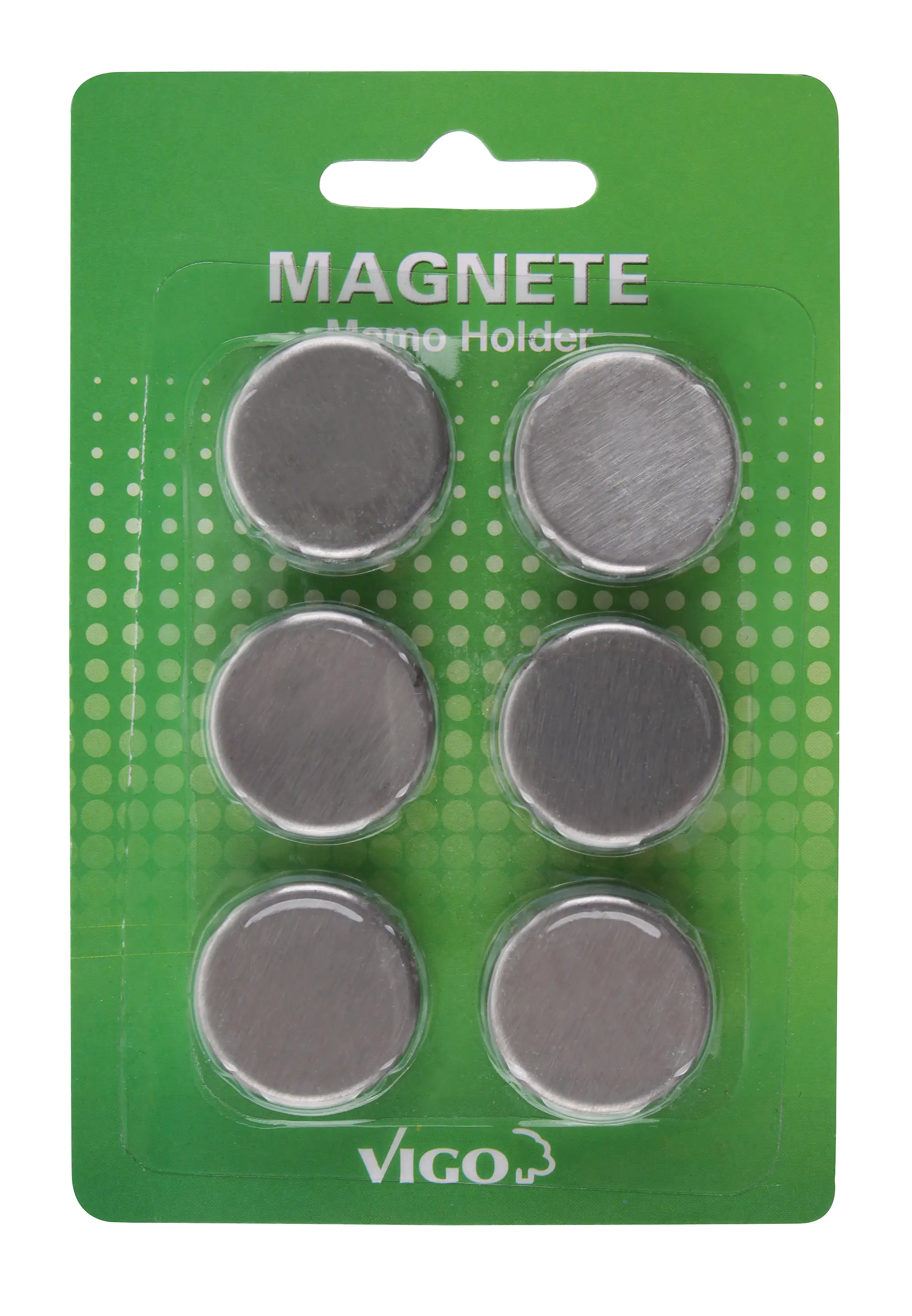 Vigo Magnete rund Edelstahloptik, 6 Stück