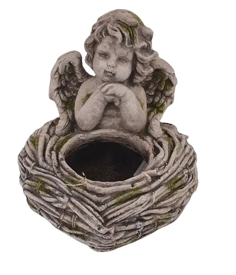Dekofigur Engel zum Bepflanzen 31,5 x 27 x 31 cm grau