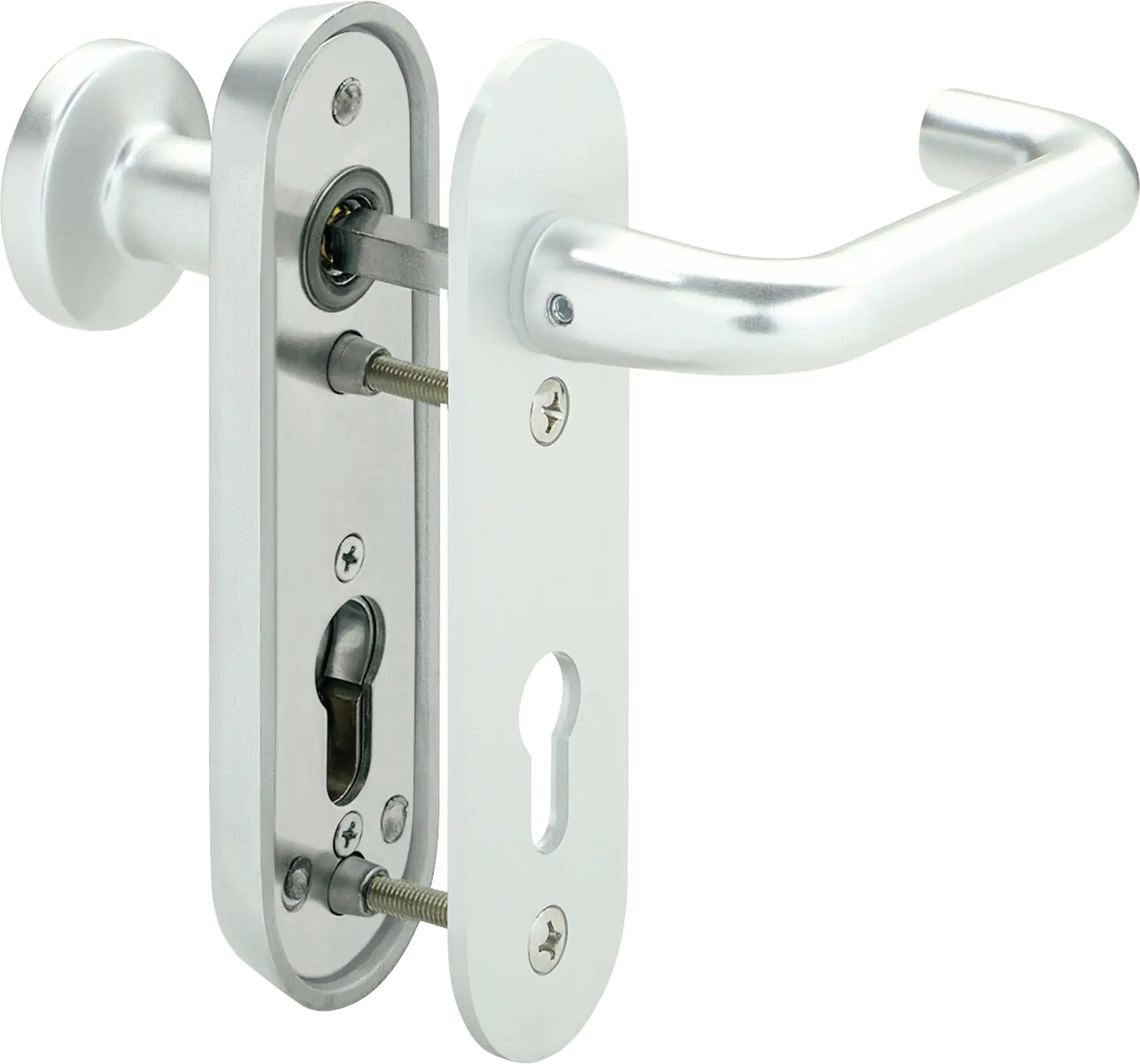 Alpertec Schutzbeschlag Cobra Drücker/Knopf Aluminium silber abgerundet