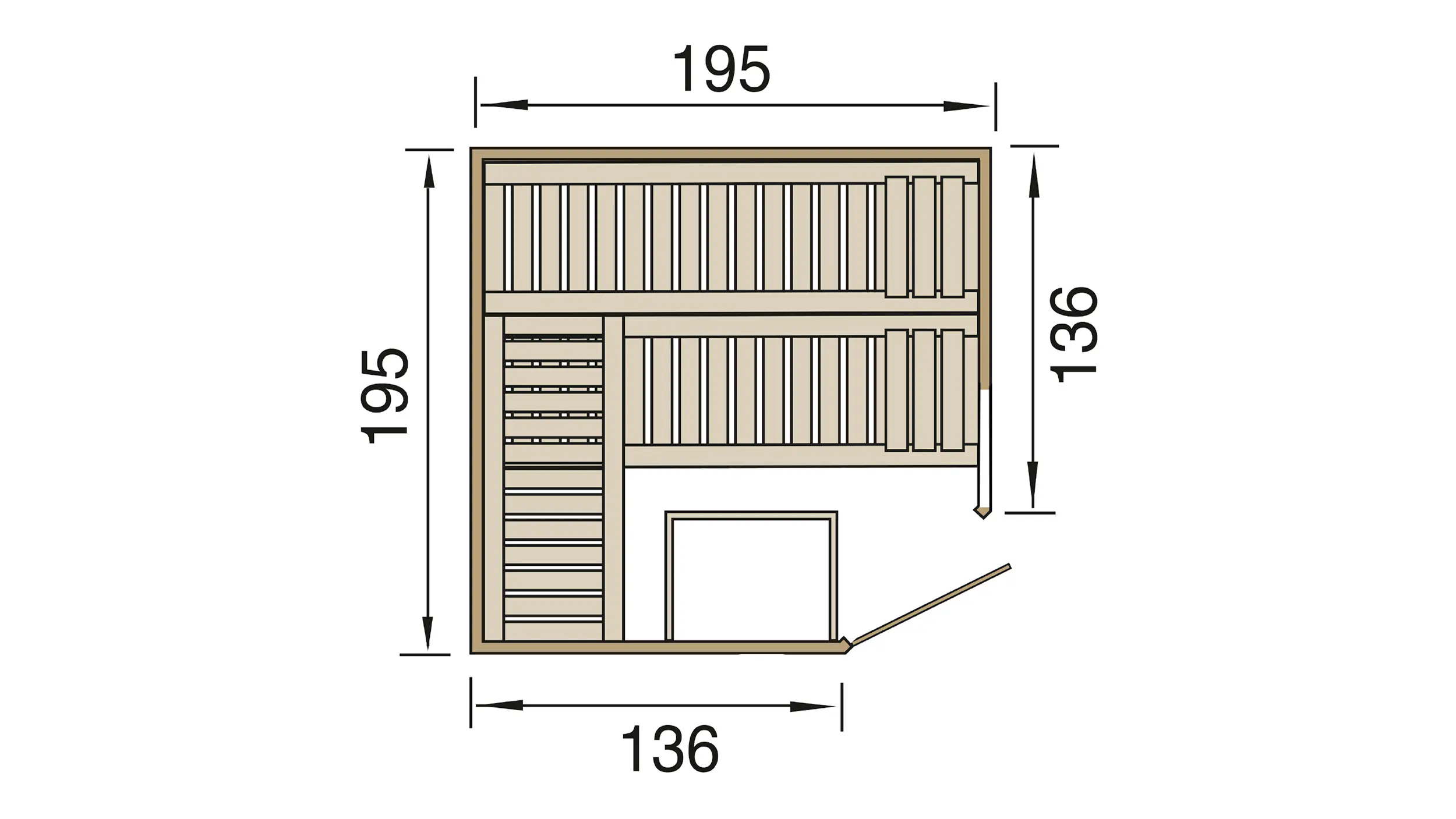Weka Massivholz-Eck-Sauna Kemi Eck 1 mit Glastür/Fenster