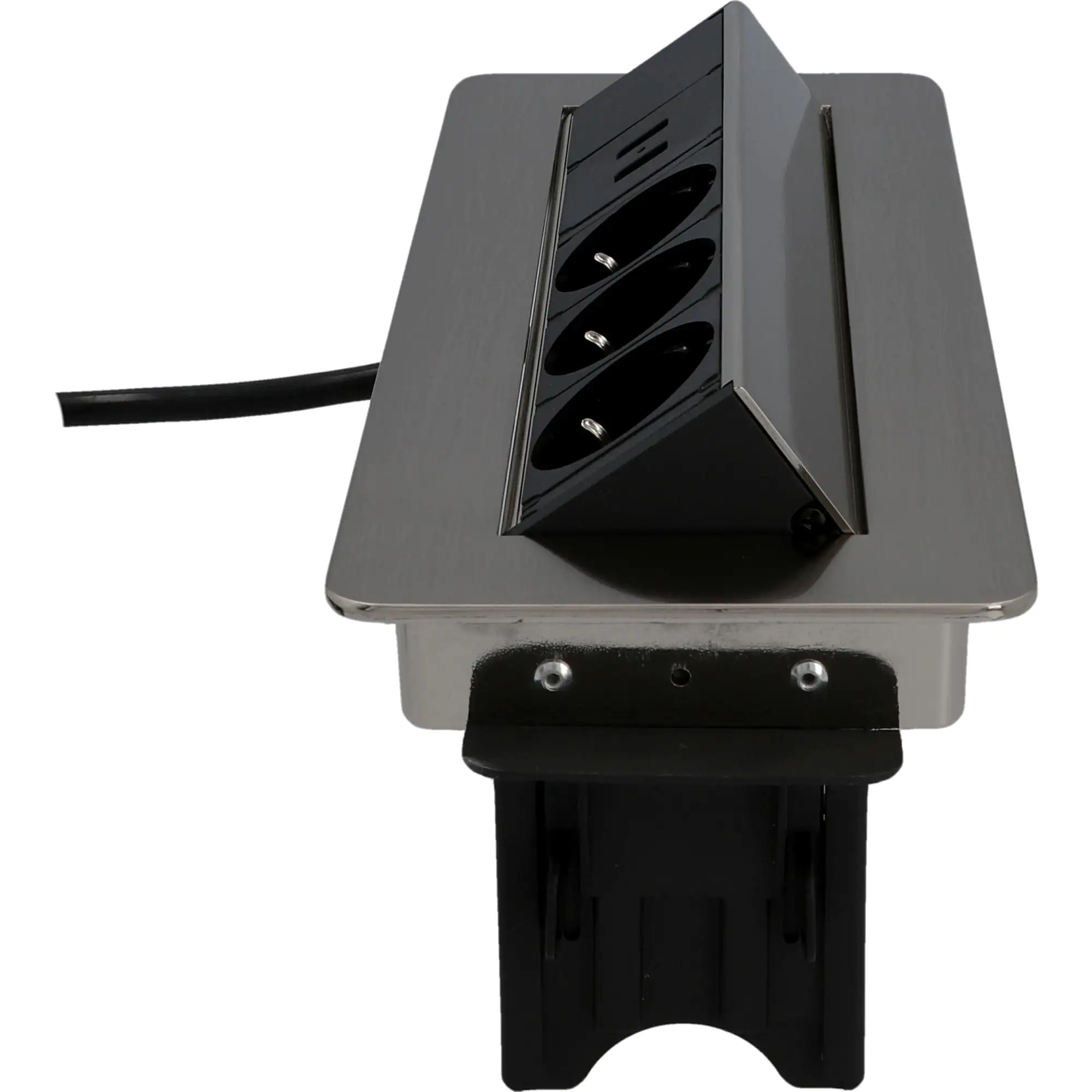 Unitec Einbausteckdosenleiste 3-fach 2m mit 2 x USB Anschlüssen, silber