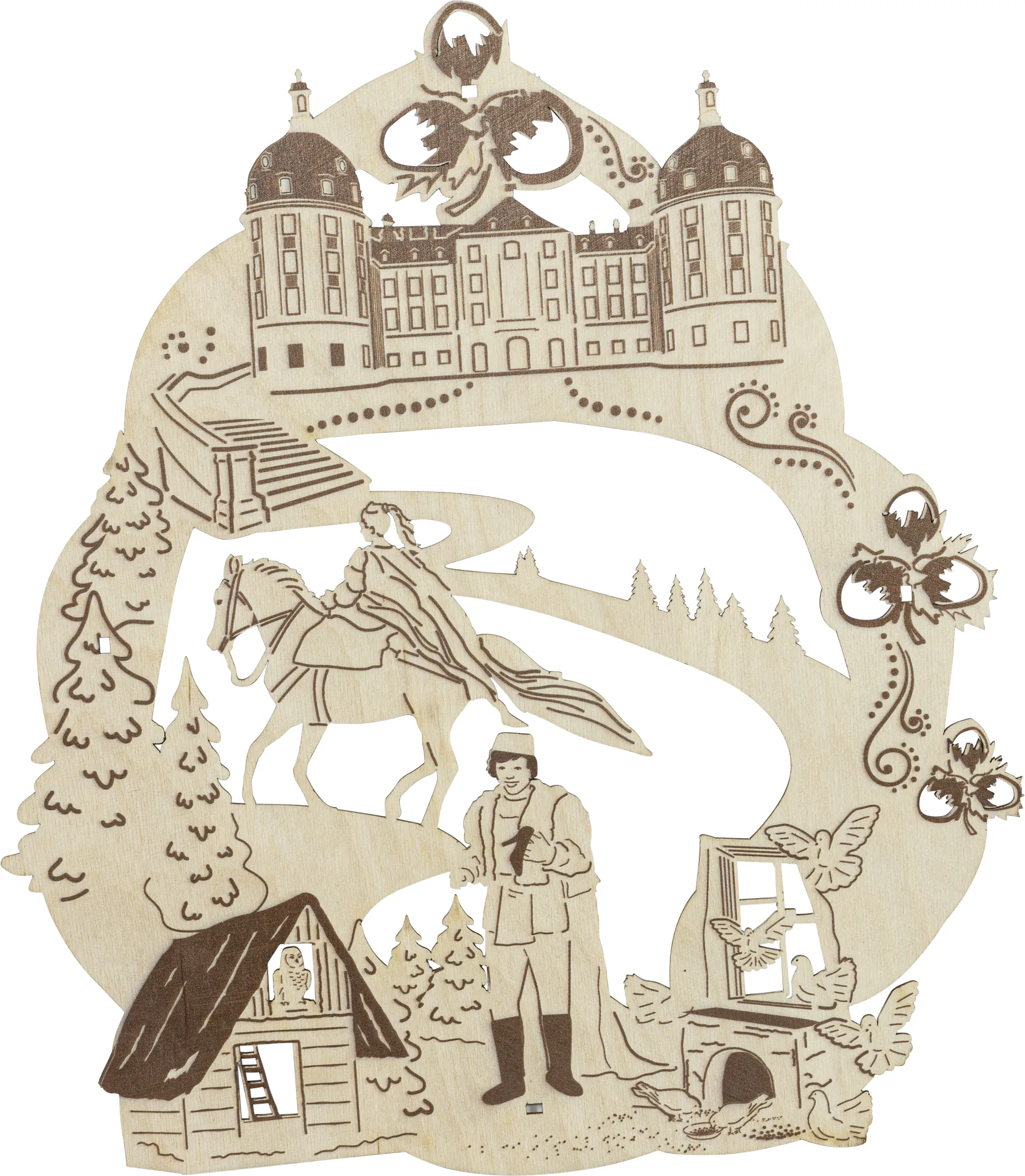 Saico Fensterbild Drei Haselnüsse für Aschenbrödel Holz 30 cm natur