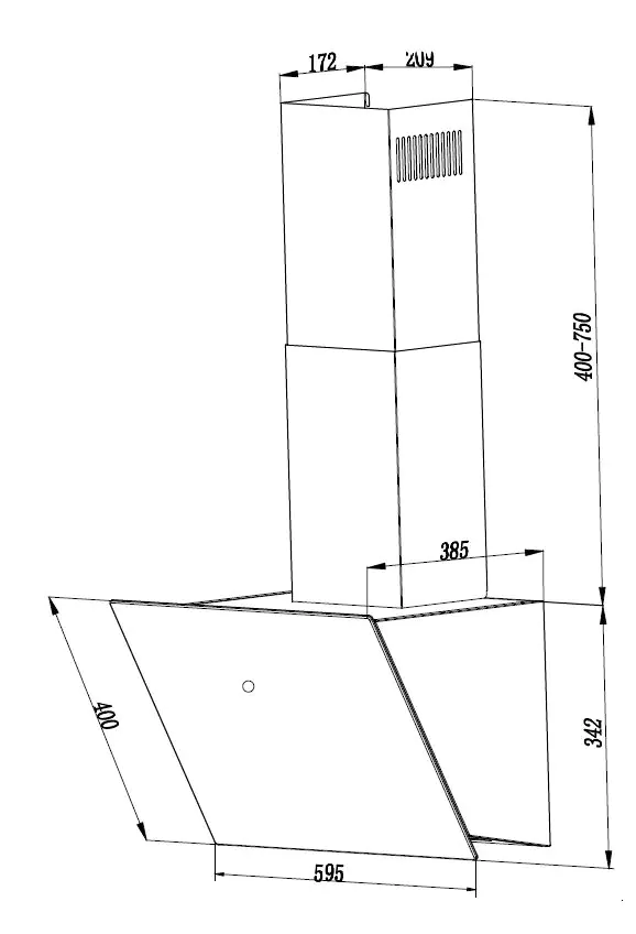 respekta kopffreie Schräghaube CH89060W mit Glasschirm 60 cm 