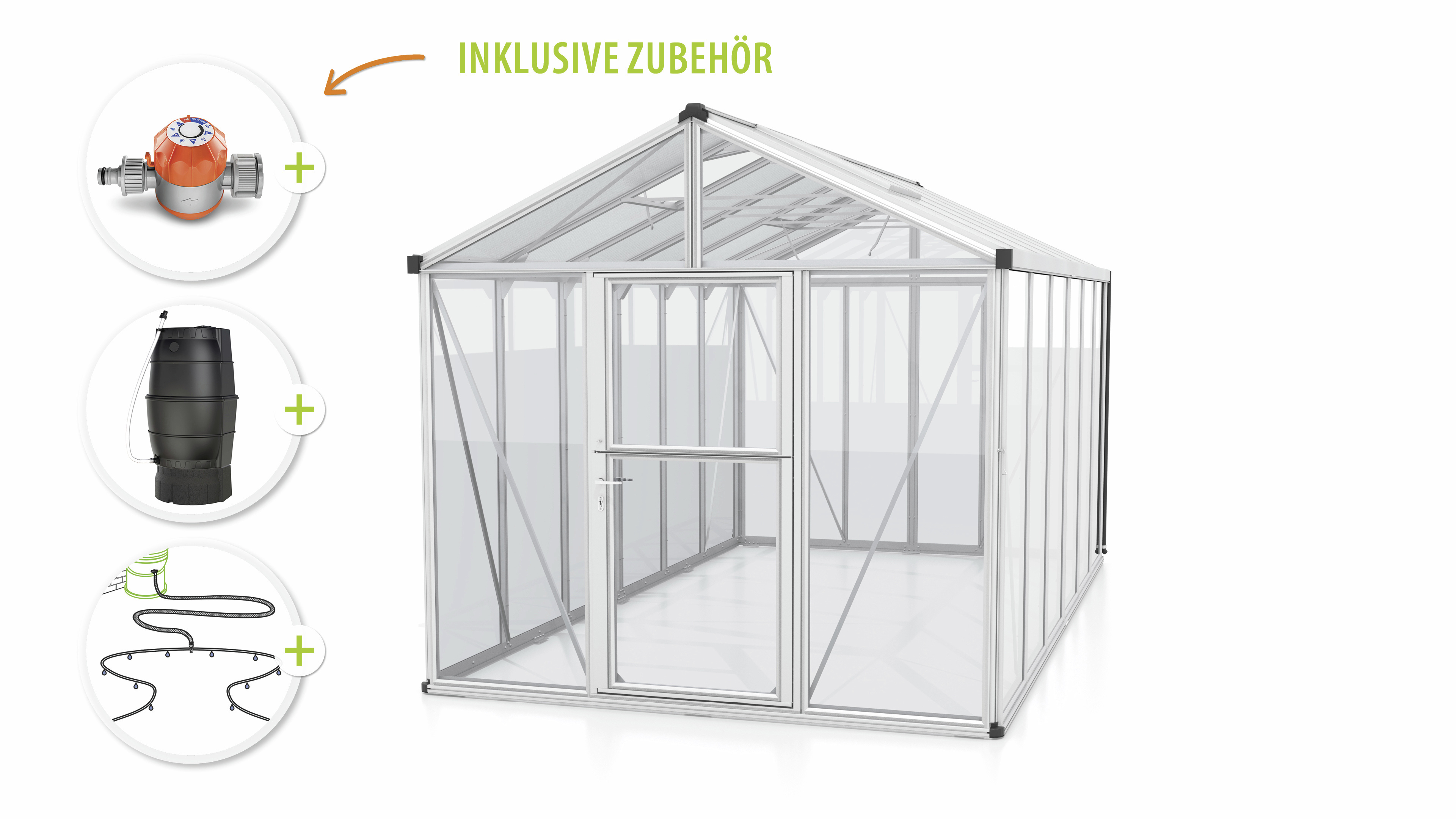 Vitavia Gewächshaus-Set Zeus 11900 ESG/HPK alu 266 x 398 cm 