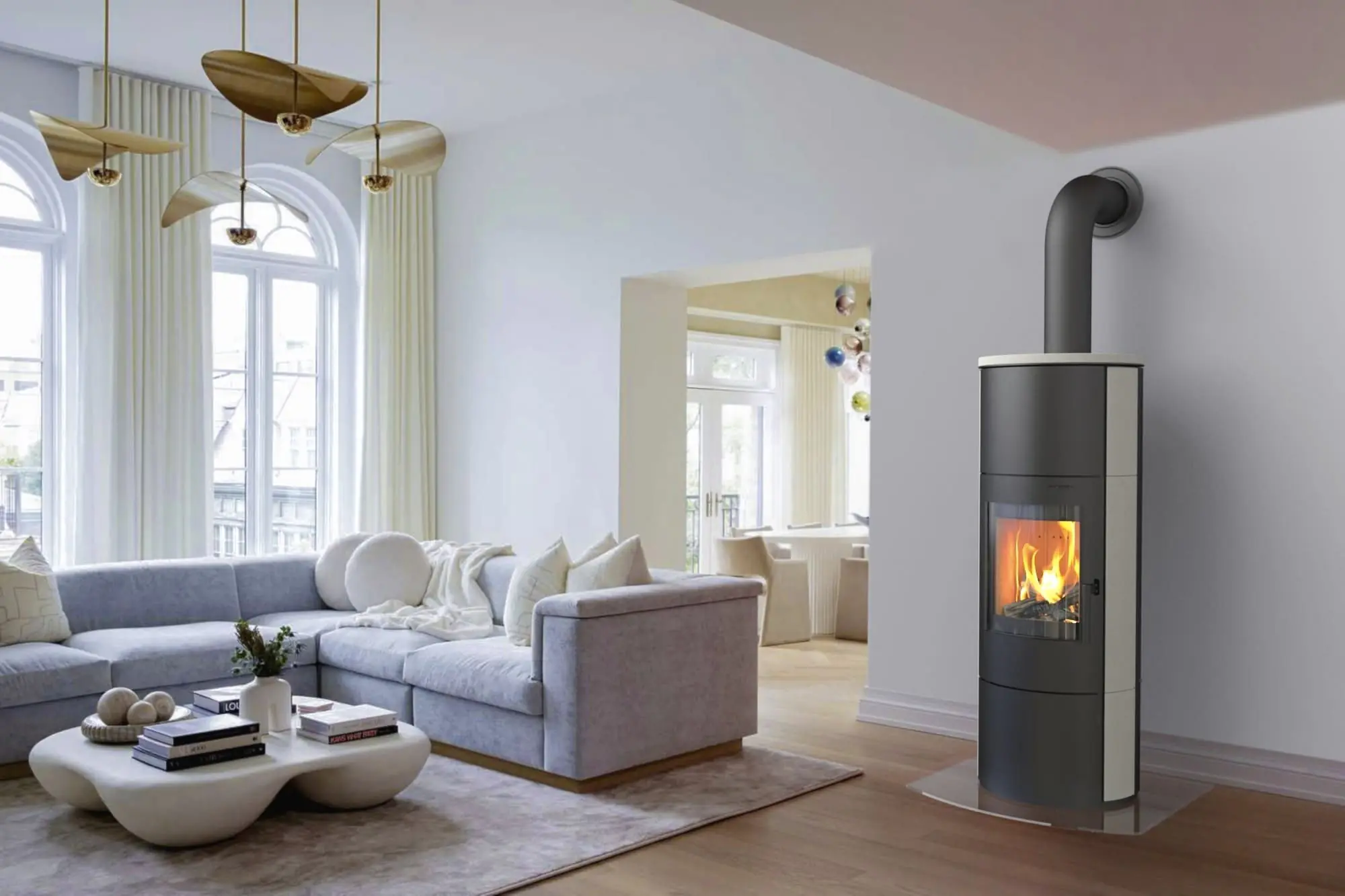 Thermia Kaminofen Cumulus Omega XL Limestone Stahl schwarz 7 kW