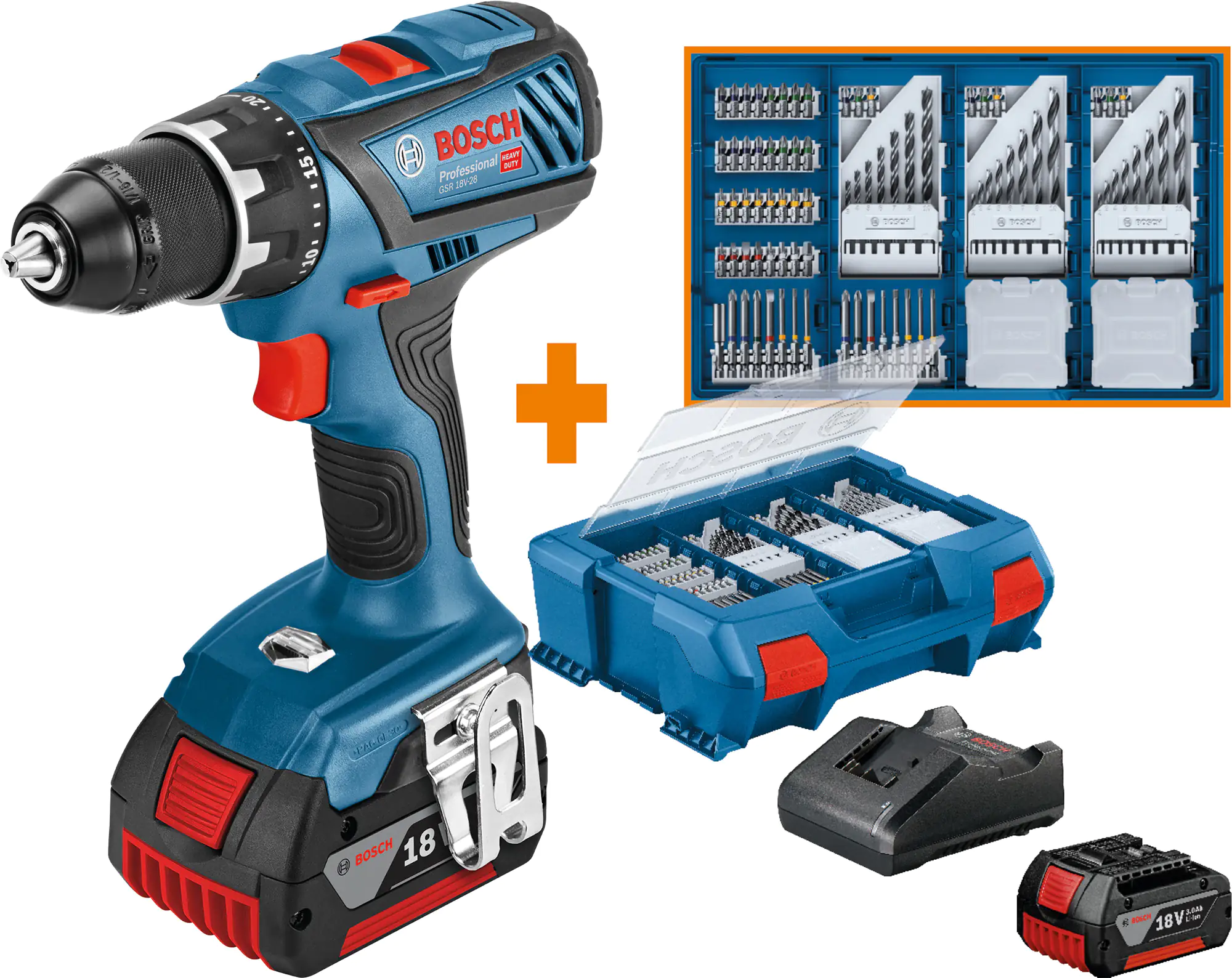 Bosch Professional Akku-Bohrschrauber GSR18V-28 3 Ah inkl. 2x Akku