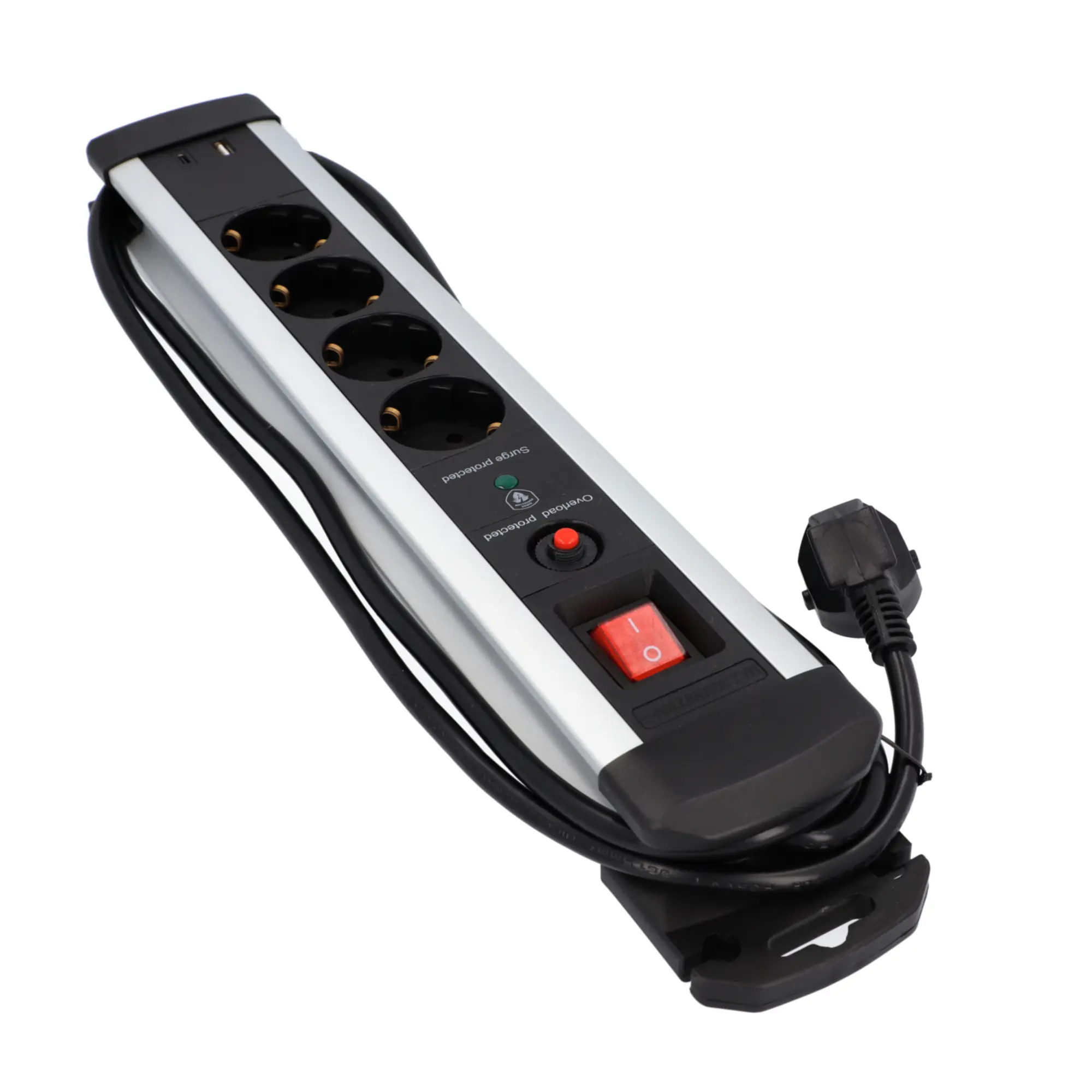 Unitec Tischsteckdose 4-fach mit Schalter & Überspannungsschutz 2 m