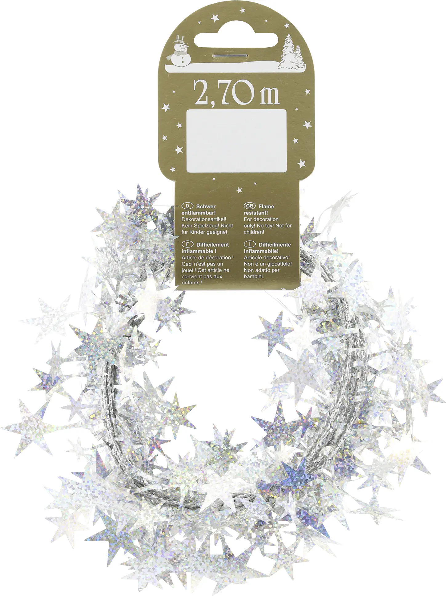 Sterngirlande holographisch 270 cm silber 