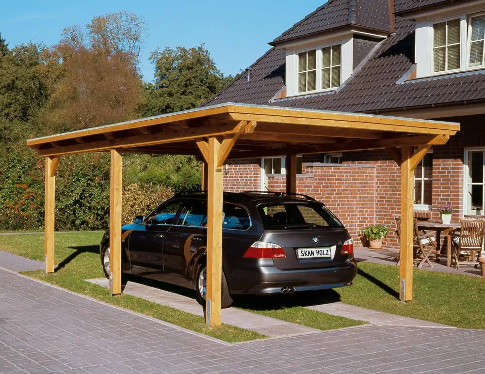SKAN HOLZ Carport Emsland 354 x 604 cm mit Aluminiumdach, natur SKAN HOLZ Carport Emsland 354 x 604 cm mit Aluminiumdach, natur