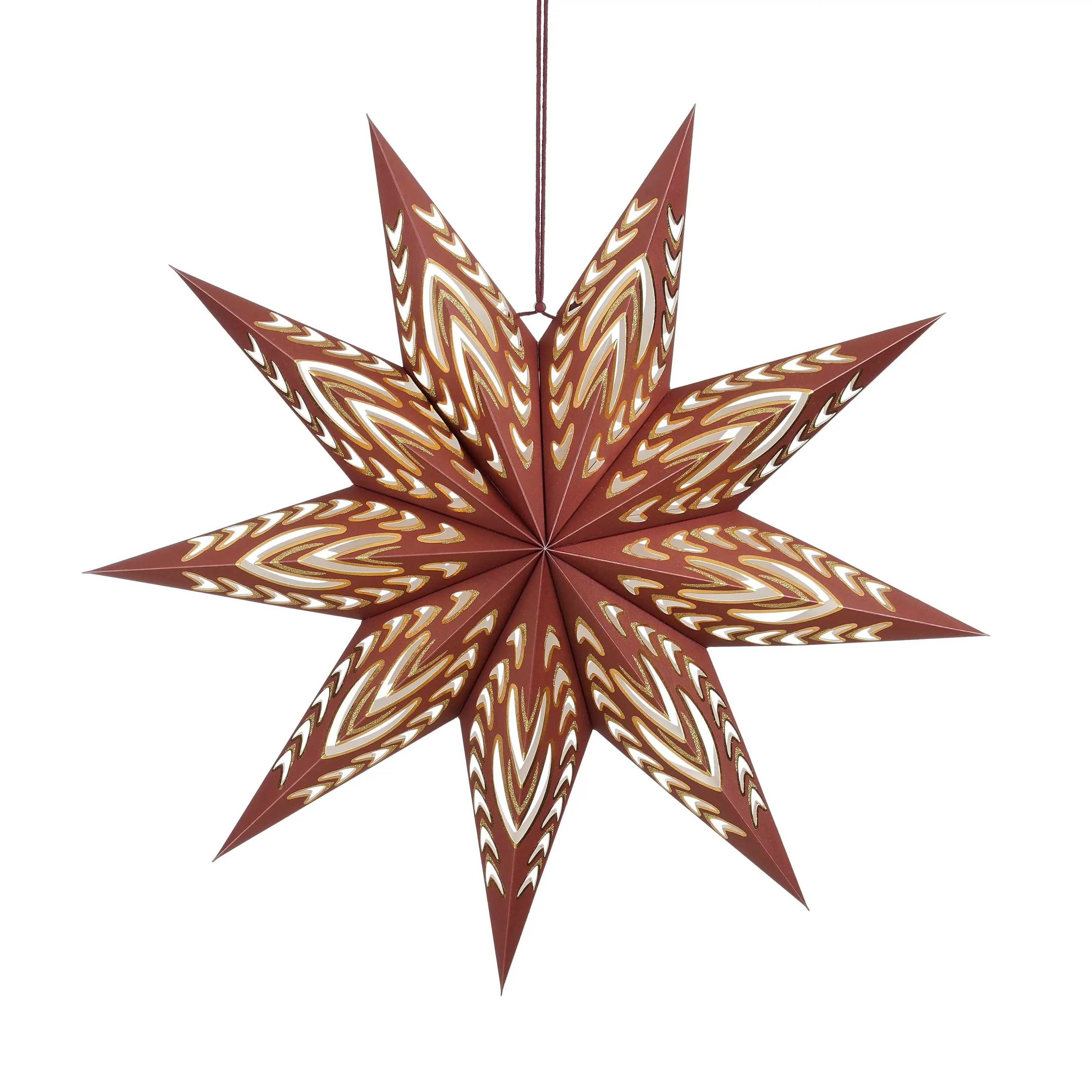 Mica Decorations Weihnachtsanhänger Stern Papier Ø 60 x 18 cm dunkelbraun