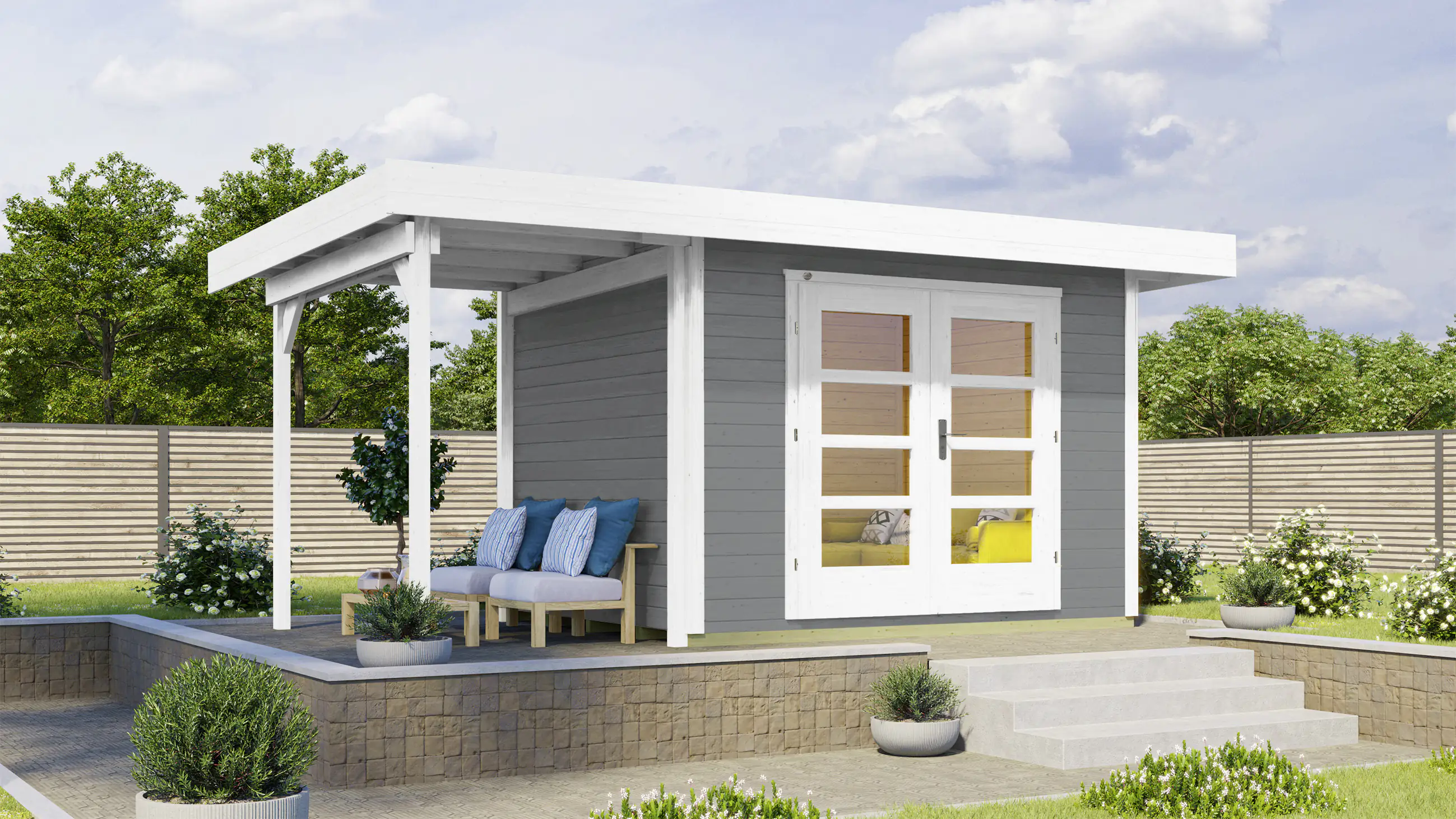 Weka Designhaus 126 A 442 x 241 cm grau mit Fußboden Weka Designhaus 126 A 442 x 241 cm grau mit Fußboden