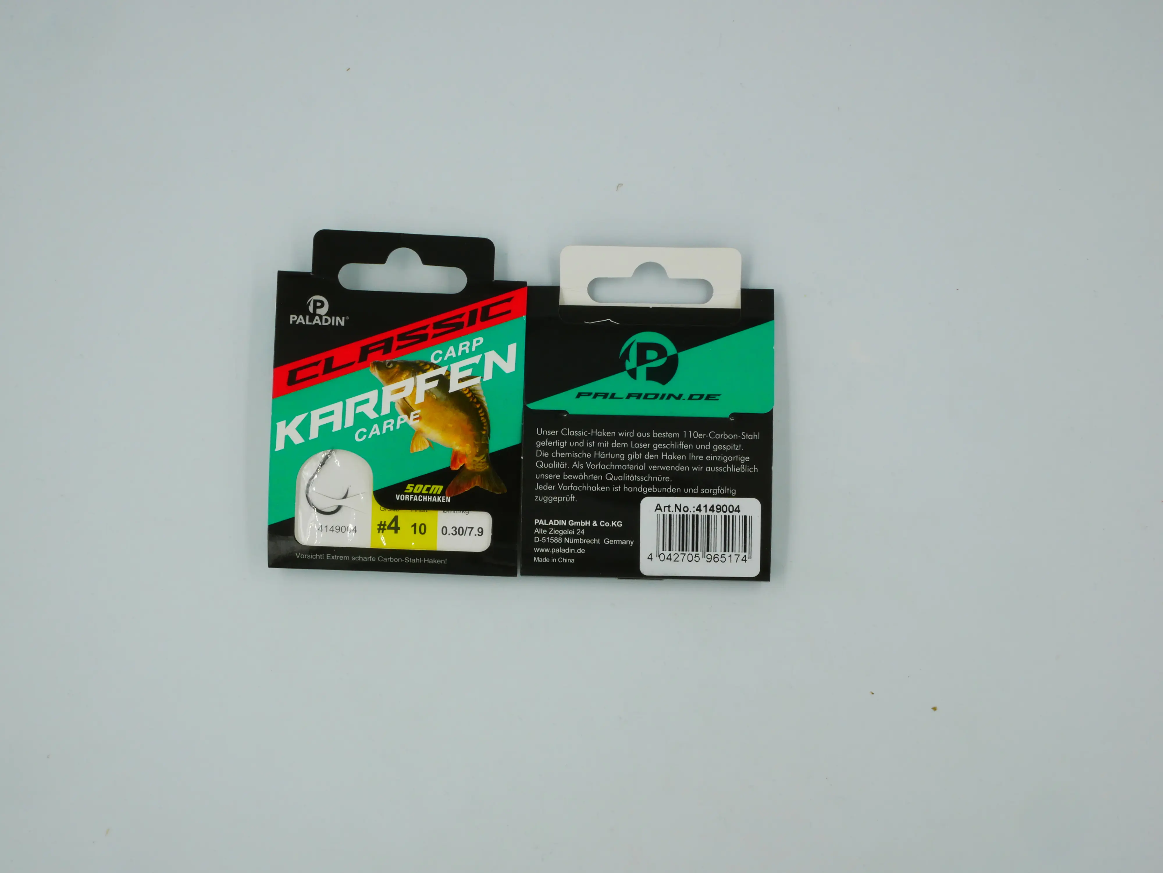 Paladin Karpfenhaken gebunden Größe 4 50 cm 10 Stück schwarz