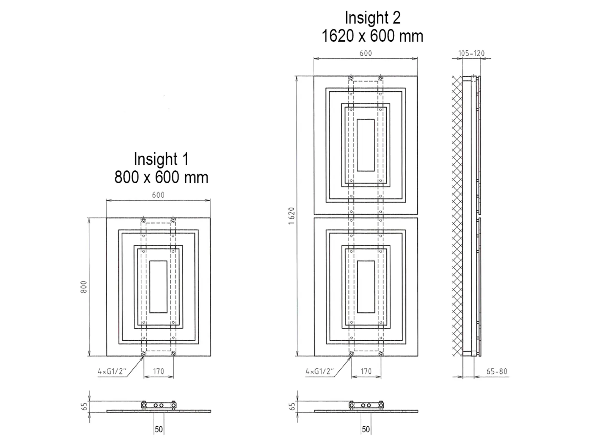 Szagato Badheizkörper Insight 162 x 60 cm weiß 1224 Watt